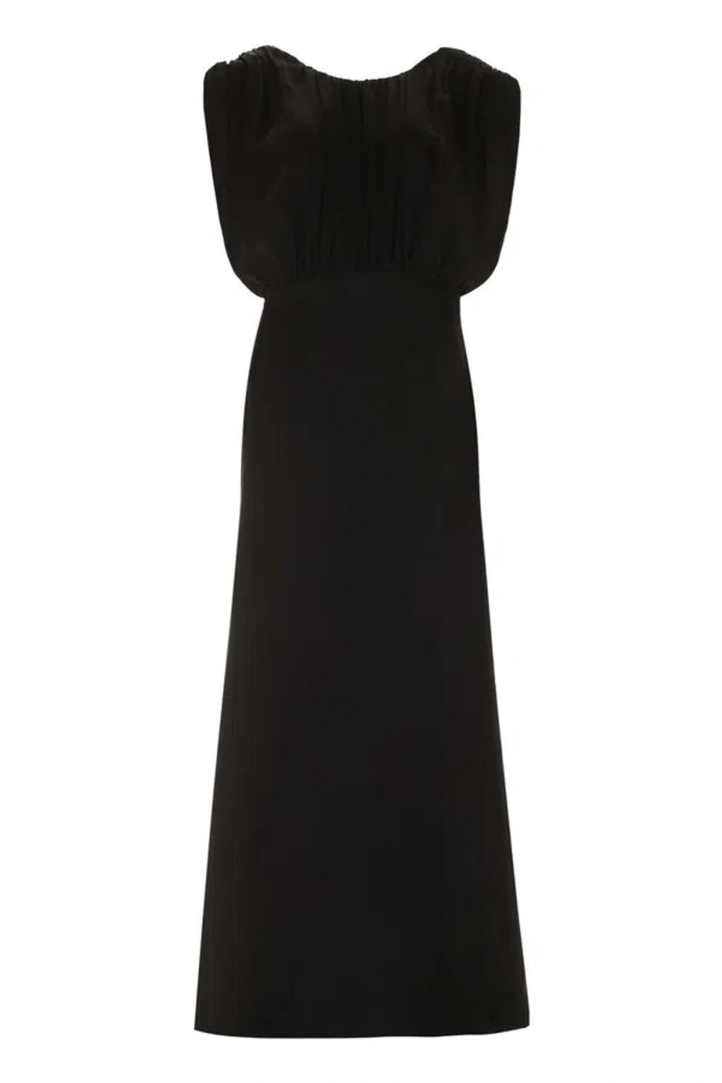 JIL SANDER Long Dress With Black Ruffles Product Image