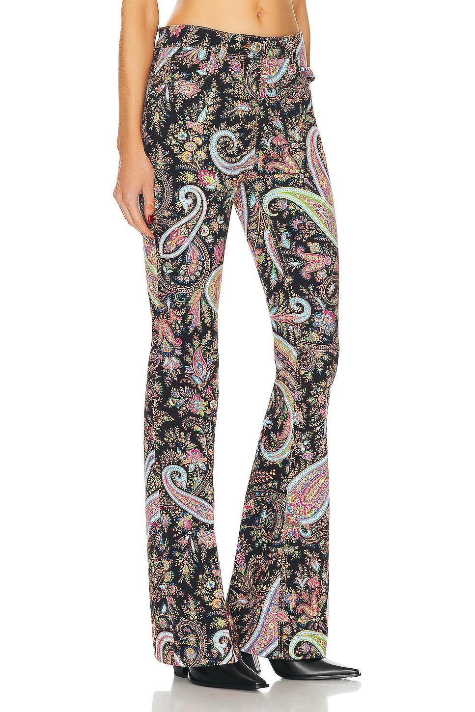 Etro Printed Flare Leg in Pink,Green Product Image