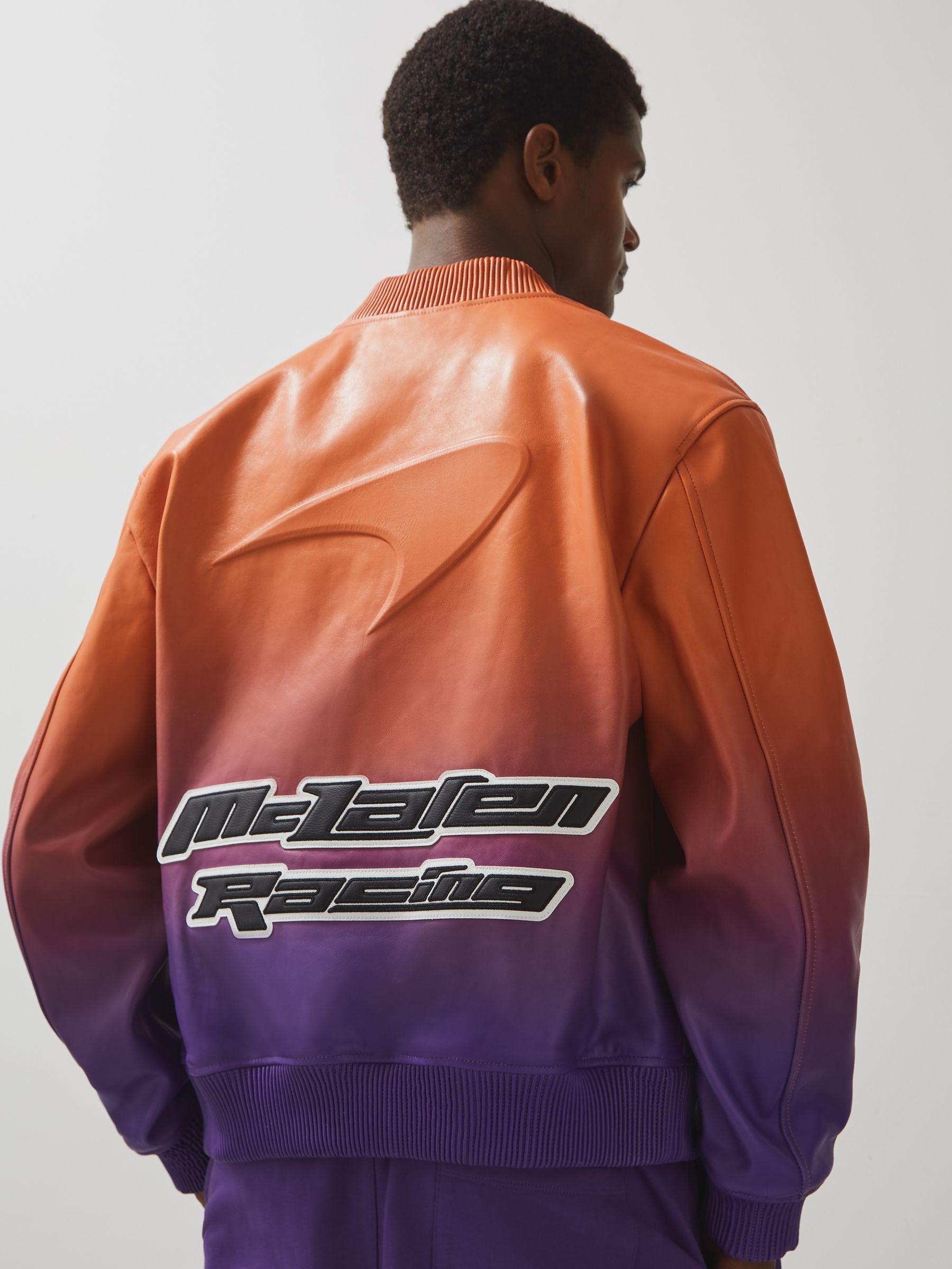McLaren F1 Team Ombré Leather Jacket in Papaya Orange/Purple Product Image