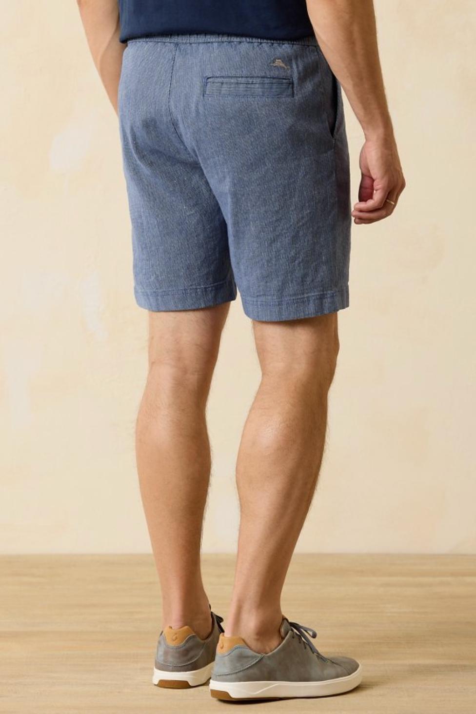 Dockside Bay Linen-Blend Elastic-Waist 8-Inch Shorts - Coastline Product Image