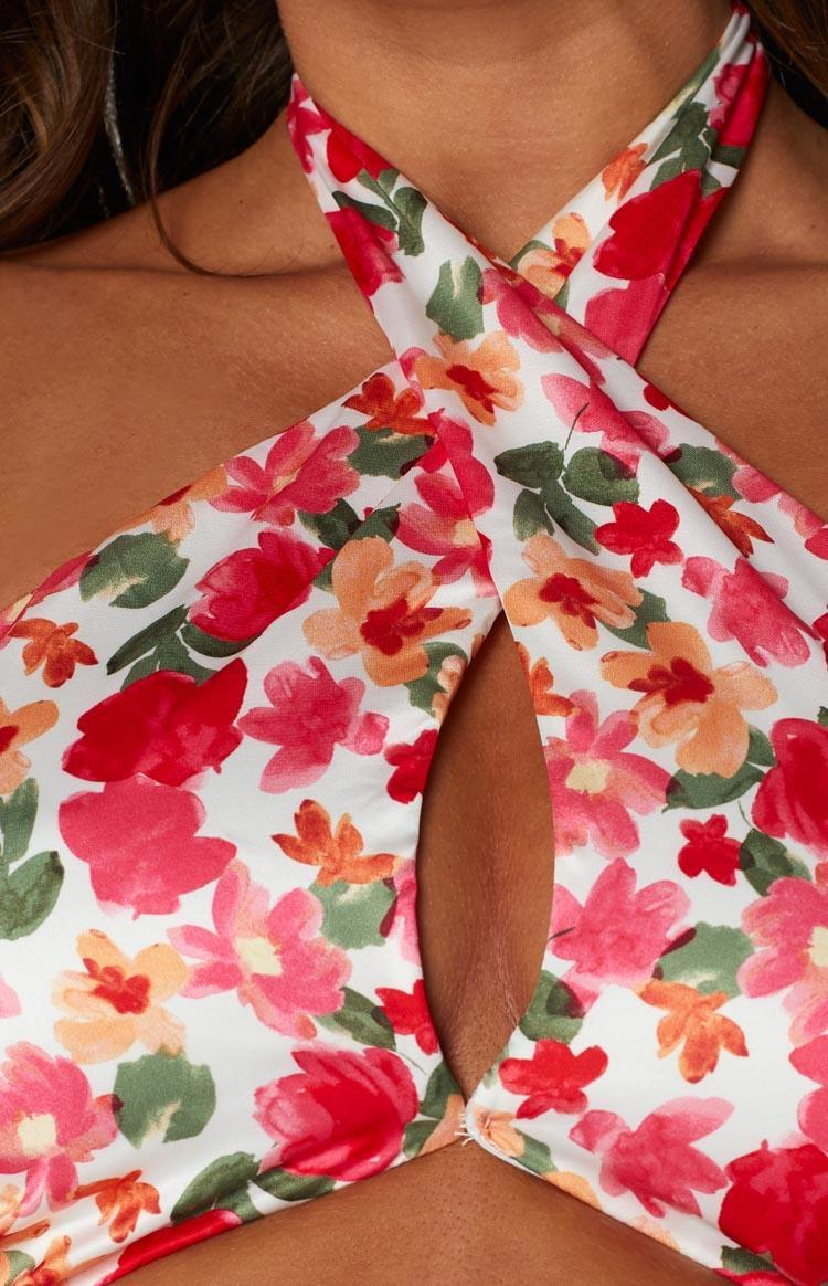 Juniper White Floral Halter Top Product Image