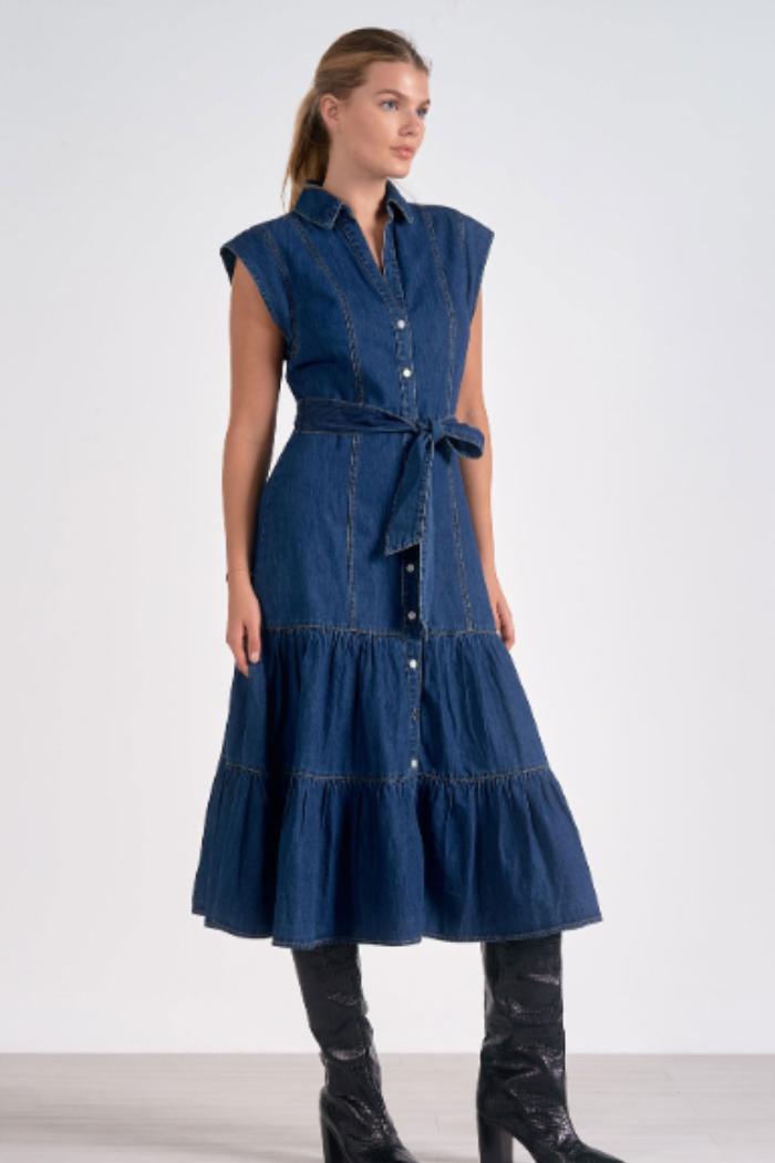 CAP SLEEVE MIDI DRESS Product Image