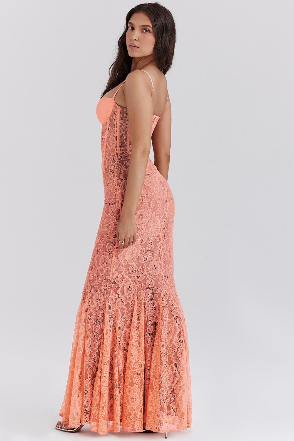 Cordelia Sorbet Lace Godet Maxi Dress Product Image