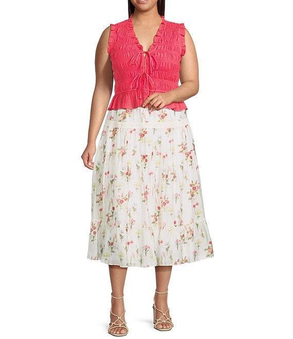 Lucy Paris Plus Livia Smocked Ruffle Short Sleeve Blouse Product Image