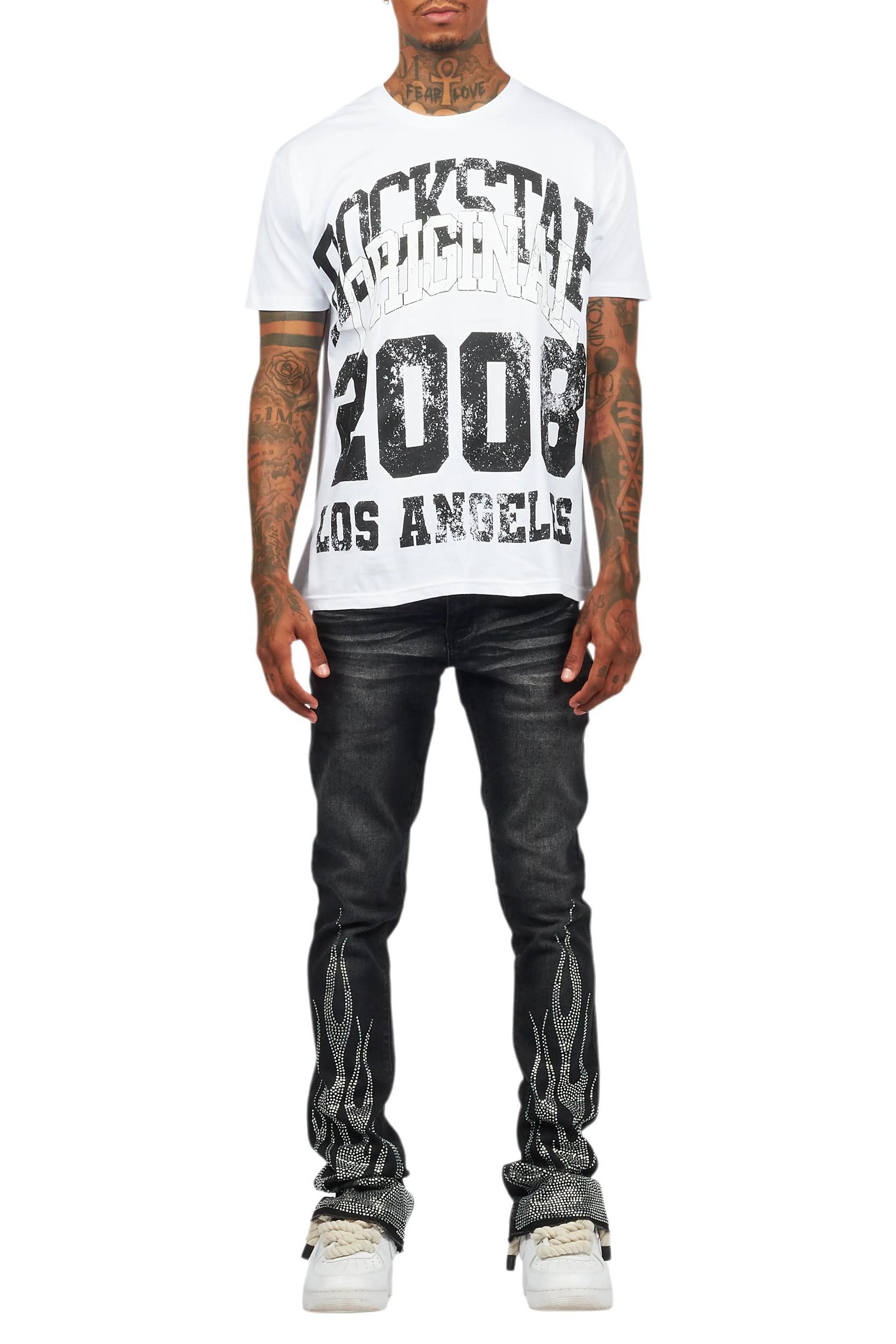 Samba Dark Grey Rhinestone Stacked Flare Jean Male Product Image