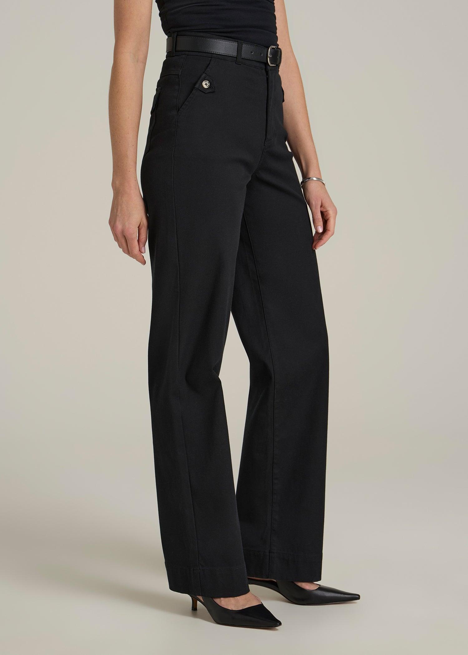 Stretch Twill Wide Leg Pant for Tall Women in Black Product Image