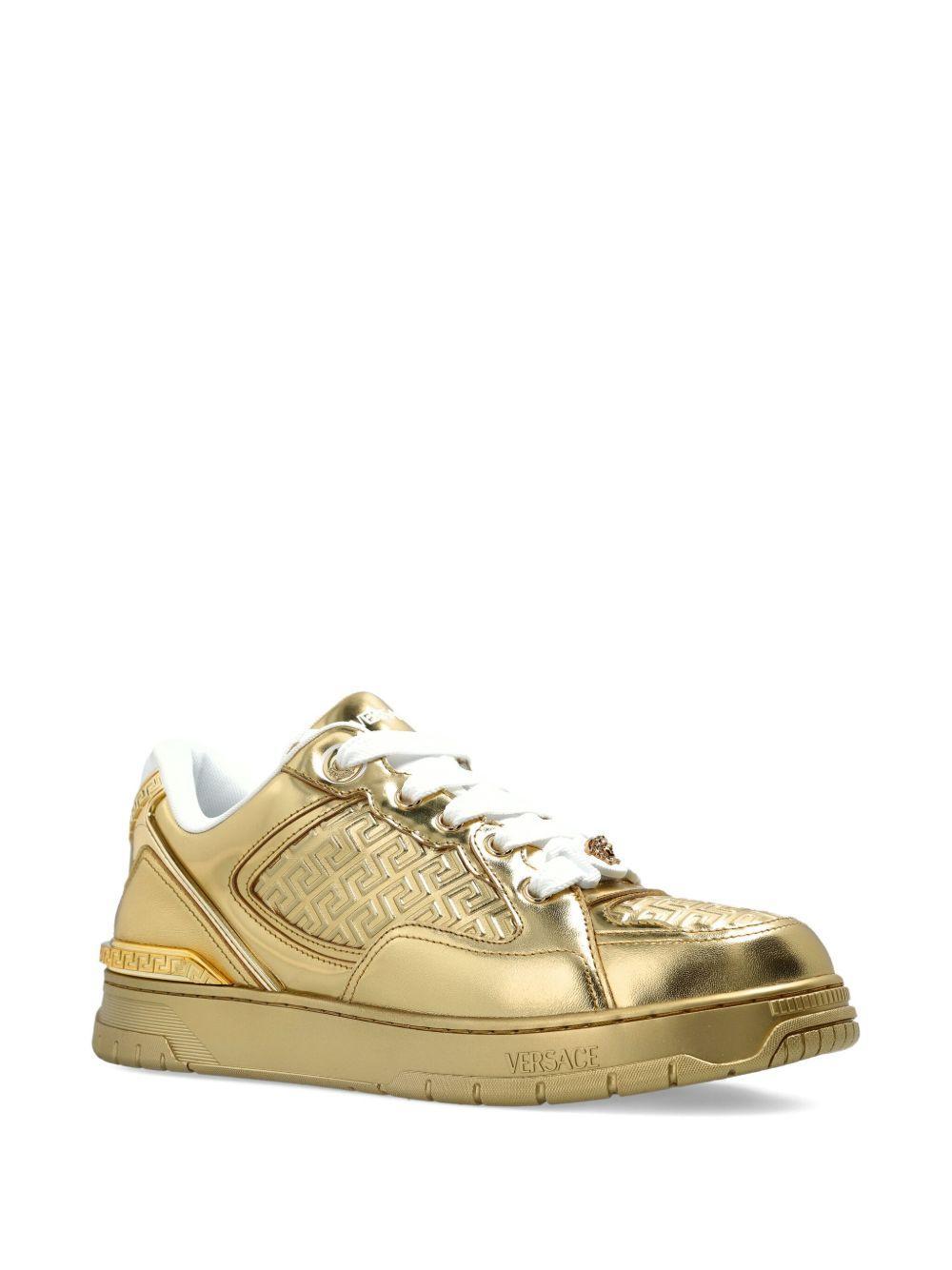 Greca-detail leather sneakers Product Image