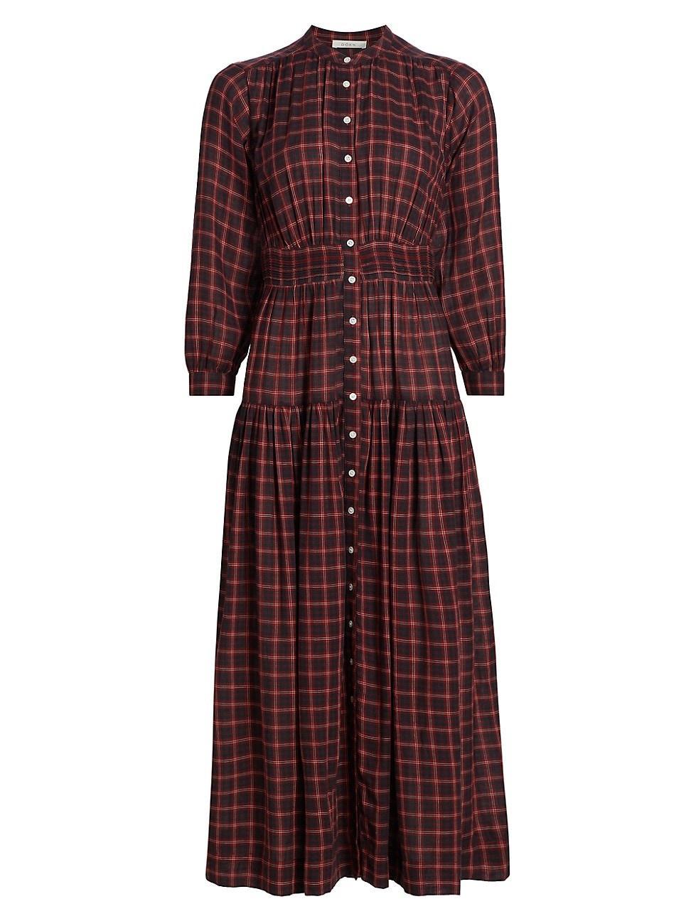 Womens Annika Plaid Cotton Midi-Dress Product Image