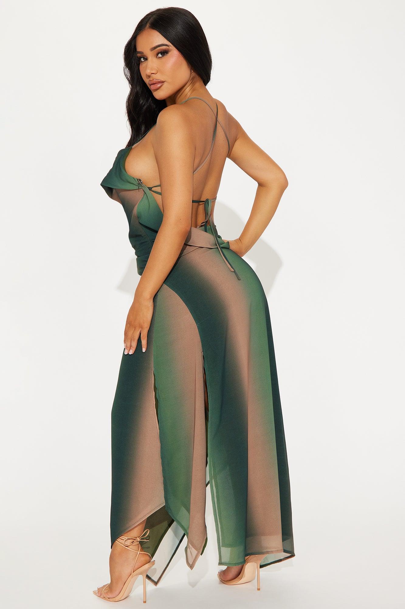 Kira Chiffon Maxi Dress - Hunter Product Image