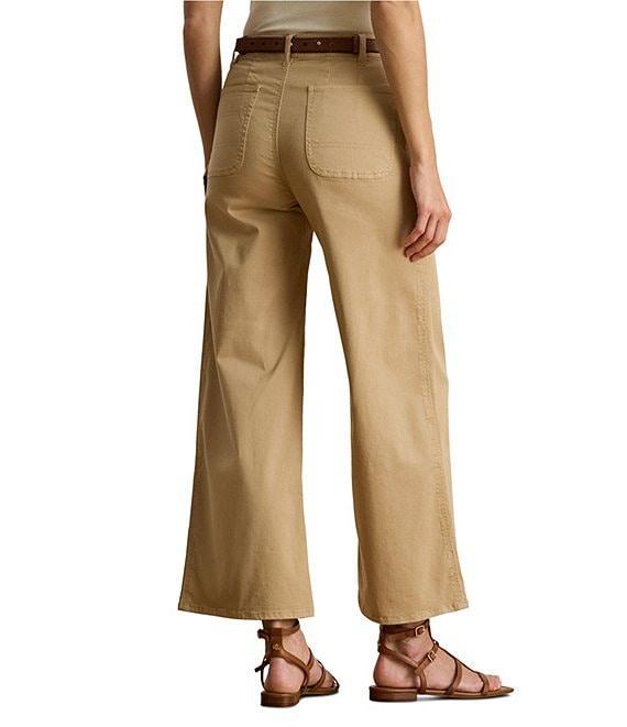 Lauren Ralph Lauren Petite Size High Rise Cotton Wide-Leg Cropped Pants Product Image
