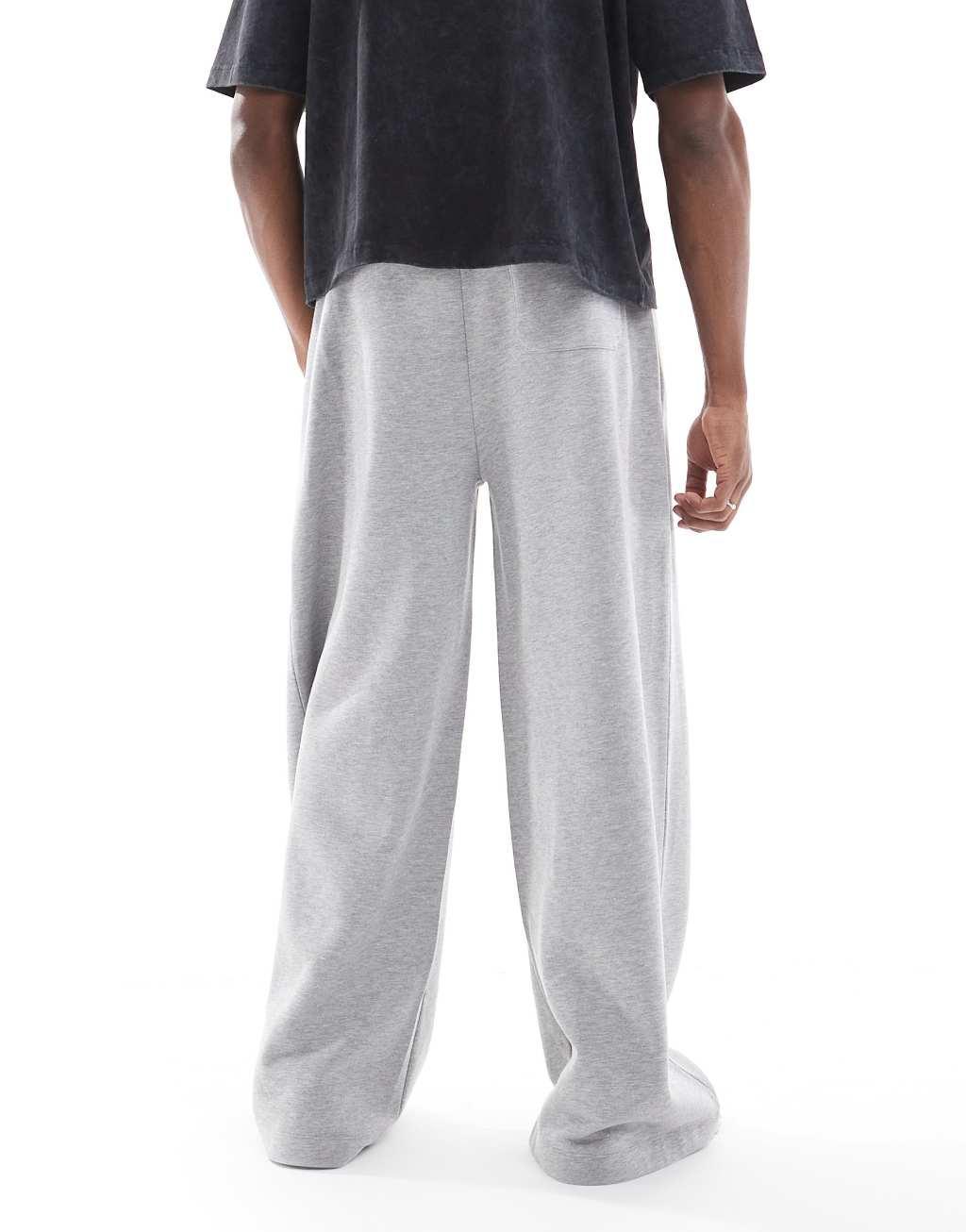 ASOS DESIGN super wide sweatpants with pleat in gray heather Product Image