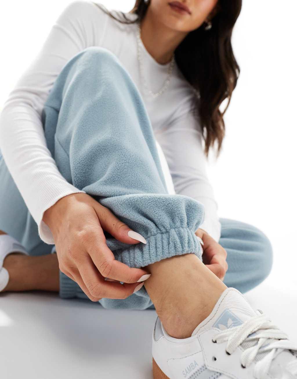 ASOS DESIGN polar fleece pants in pale blue - part of a set Product Image
