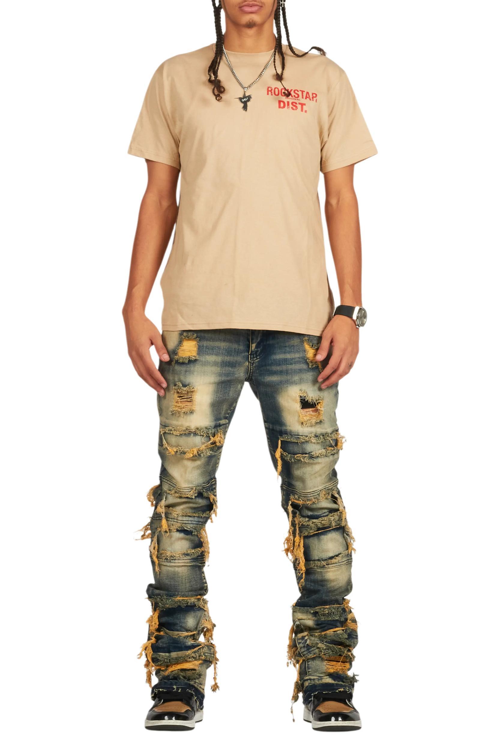 Vasco Tint Dark Wash Blue Stacked Flare Jean Male Product Image