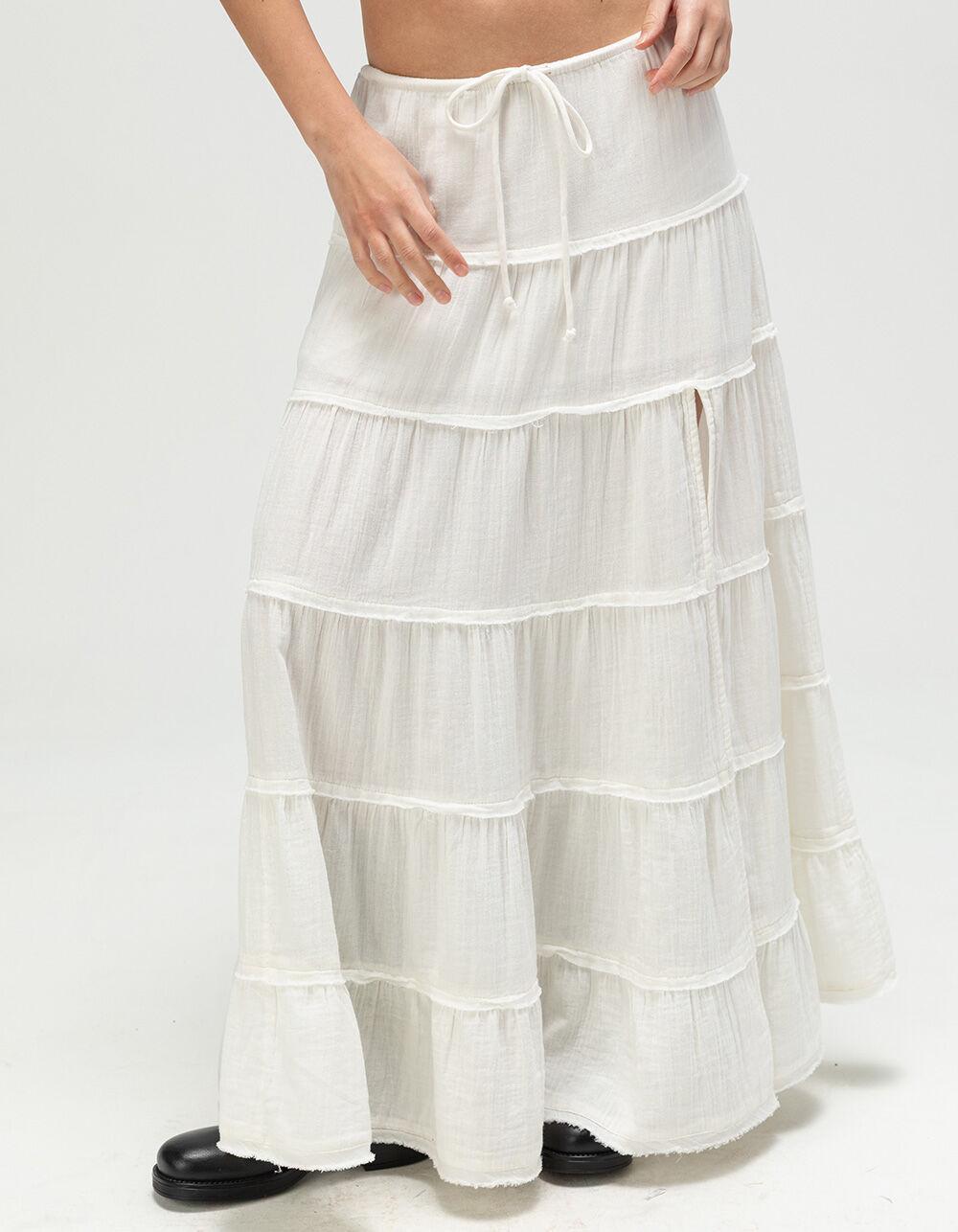 BDG Urban Outfitters Sadie Womens Tiered Maxi Skirt - WHITE Product Image