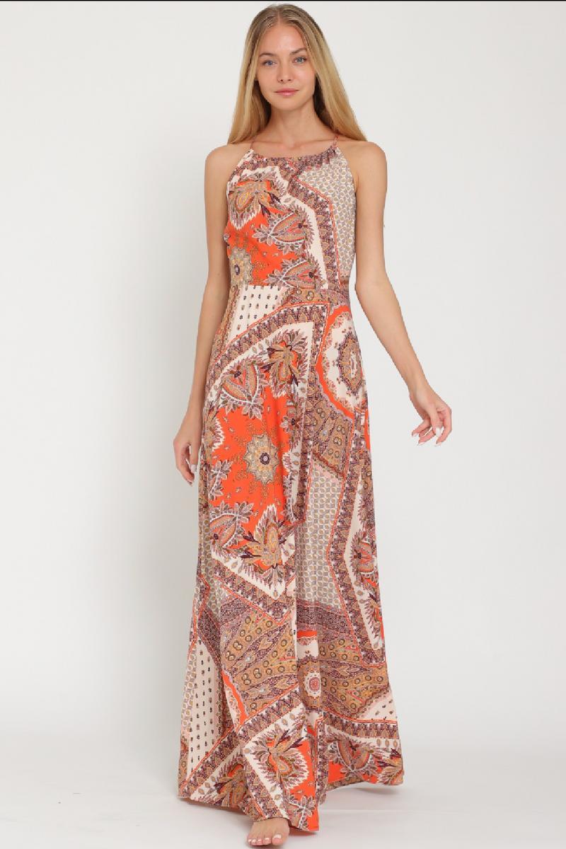 Halter Back Cross Strap Maxi Dress Product Image