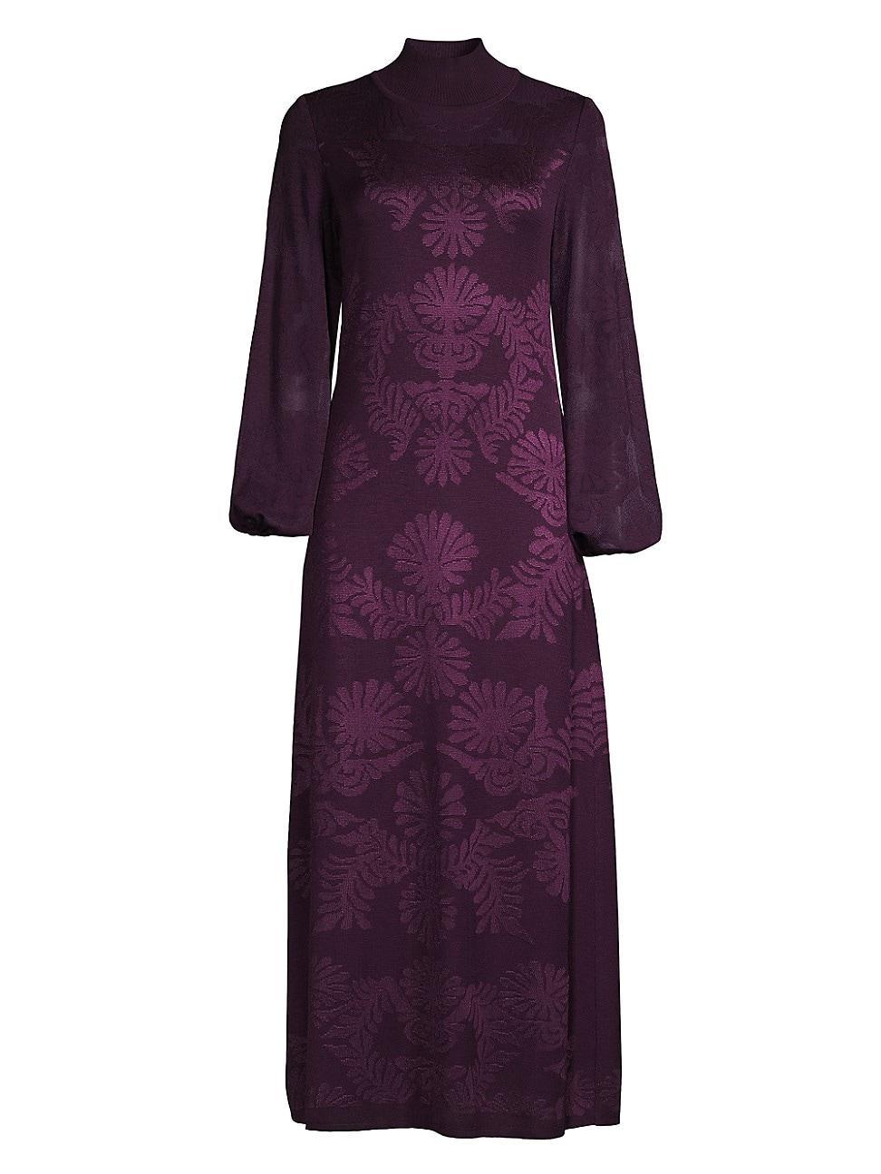 Mock-Neck Burnout Knit Midi Dress Product Image