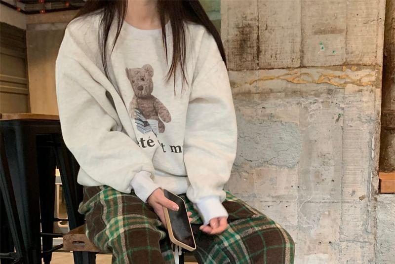 Drawstring Waist Plaid Loose-Fit Pants Product Image