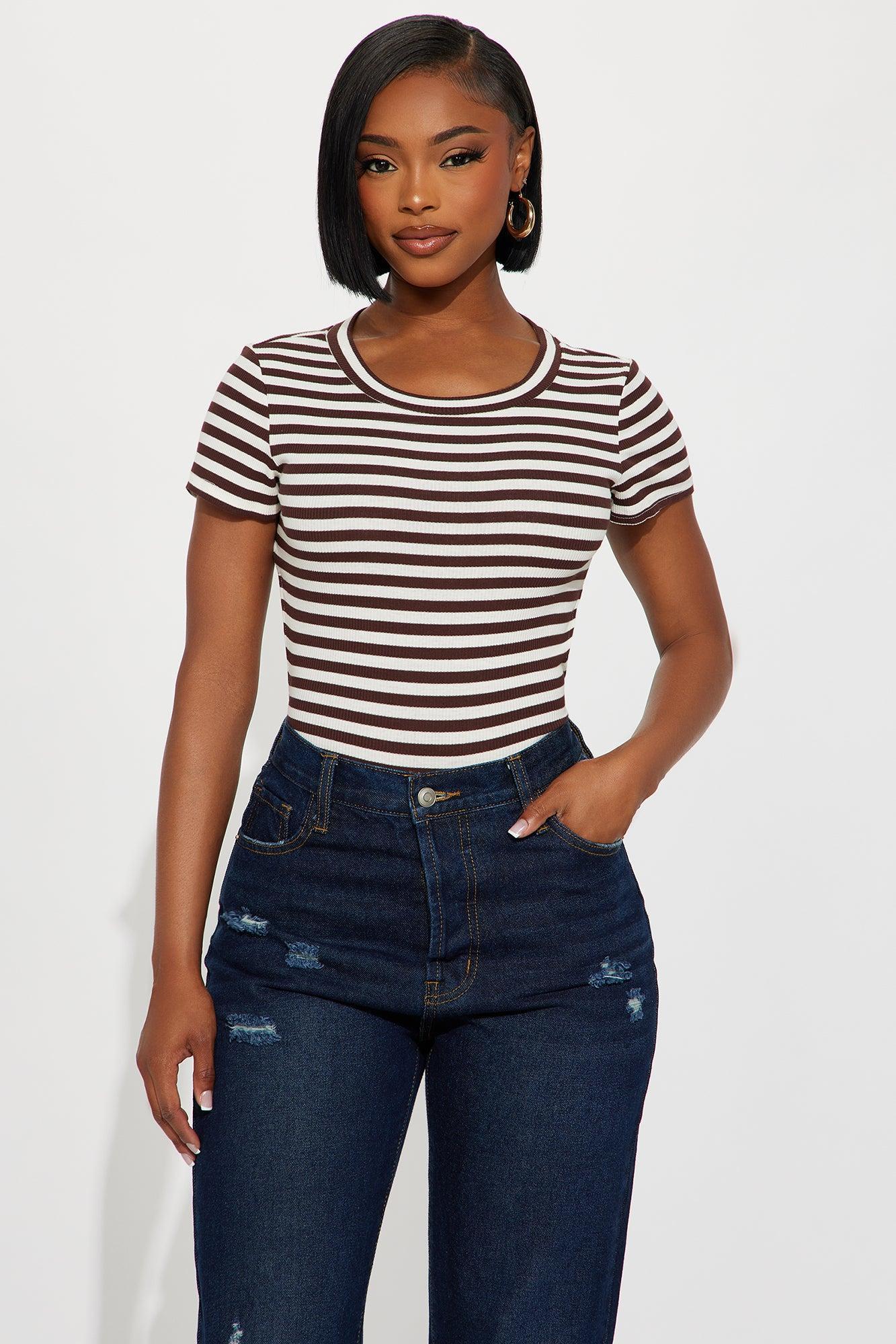 Kanoa Open Back Ribbed Bodysuit - Brown/combo Product Image