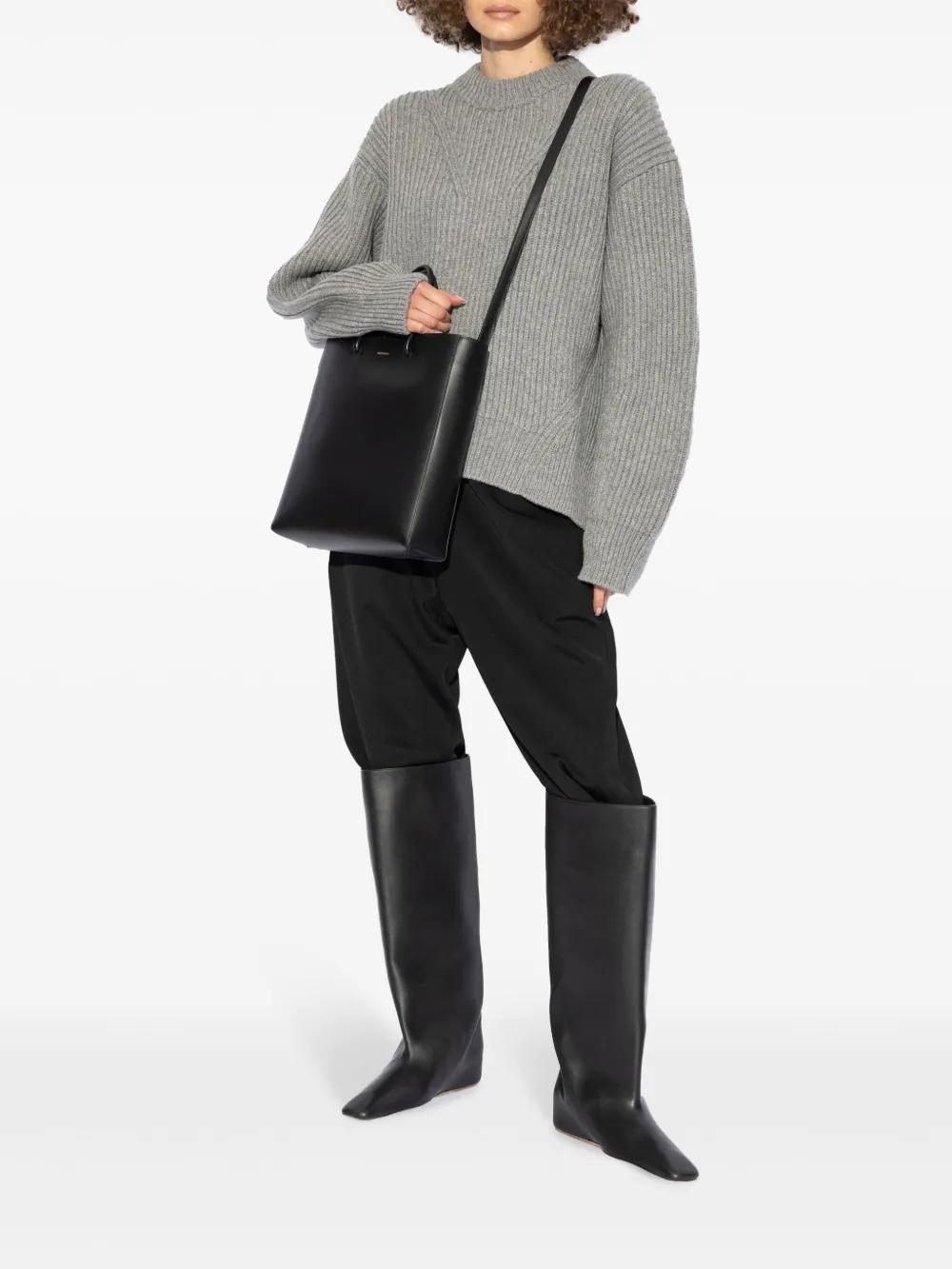 JIL SANDER Ribbed Crew Neck Sweater In Grey Product Image