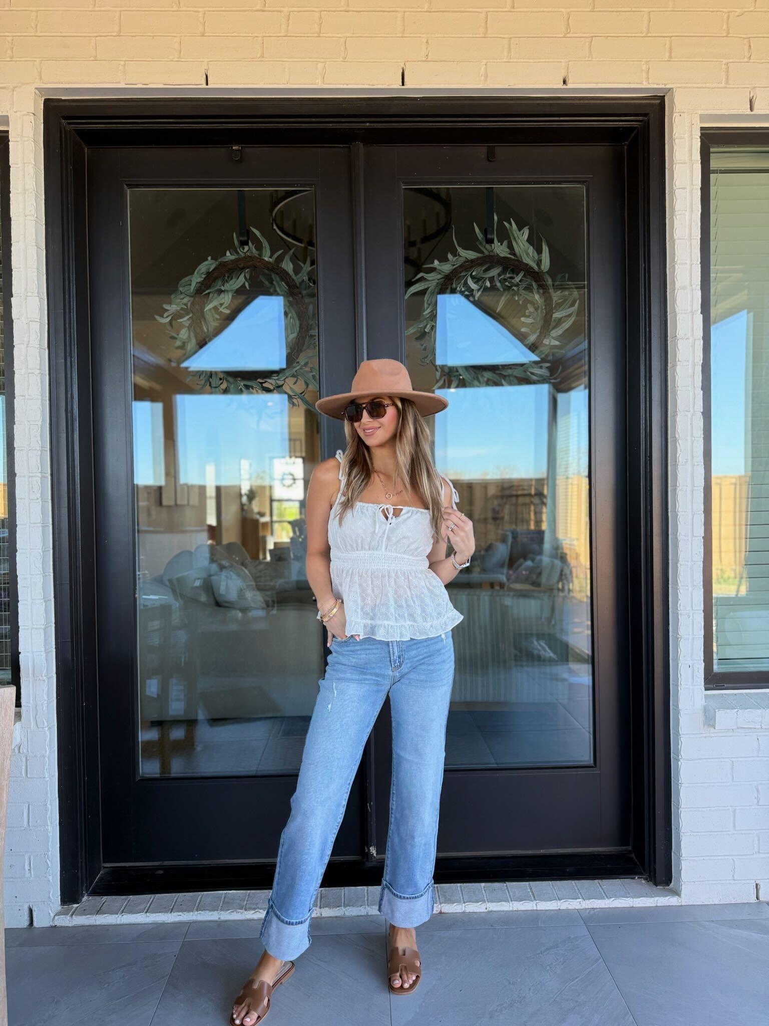 White Ruffled Eyelet Cami Top - FINAL SALE Product Image