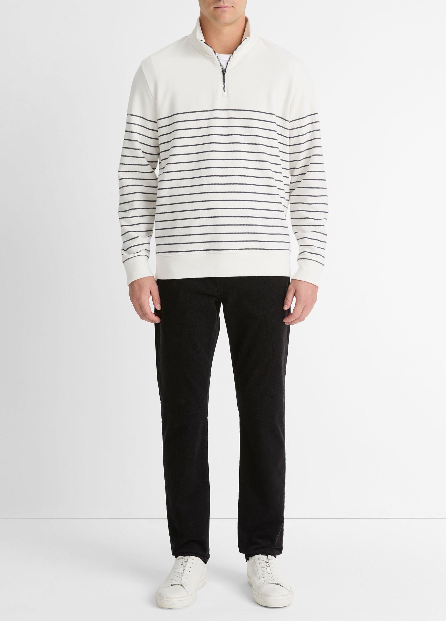 Striped Sueded Cotton Quarter-Zip Pullover Product Image