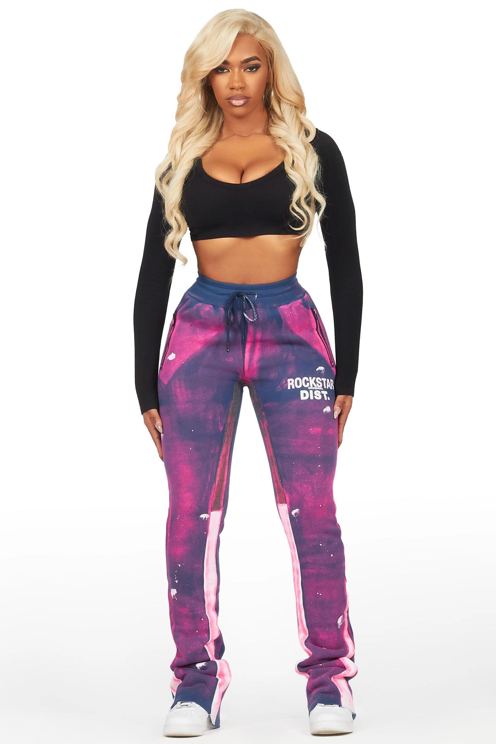 Tanisha Navy Stacked Flare Pant Female Product Image
