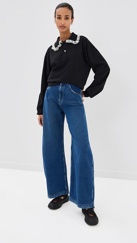 Tanner Fletcher Cletus Lace Trim Long Sleeve Polo | Shopbop Product Image