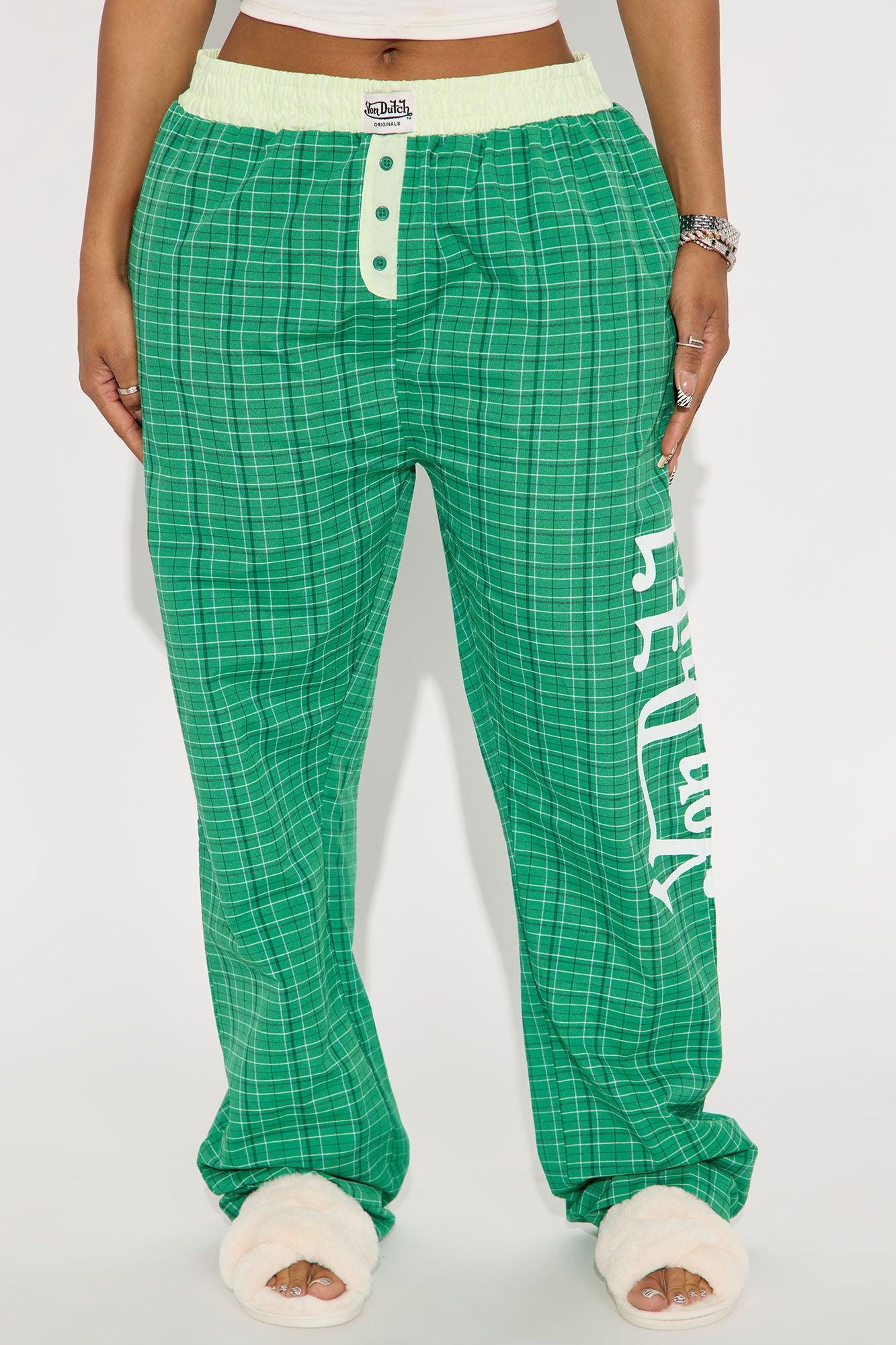 Von Dutch Logo Boxer PJ Pant - Green Female Product Image