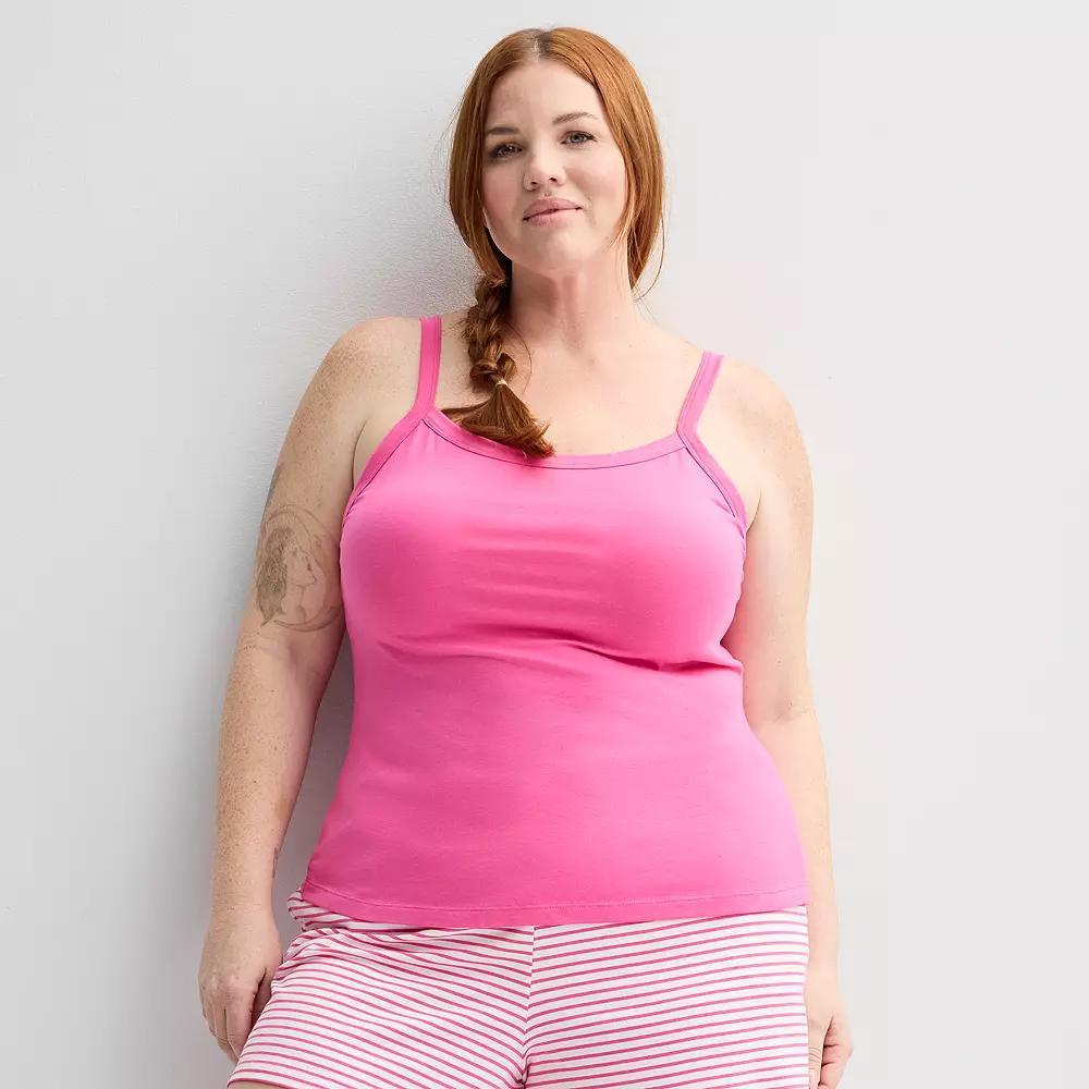 Plus Size Sonoma Goods For Life® Pajama Cami, Women's, Size: 1XL, Pink Theme Product Image