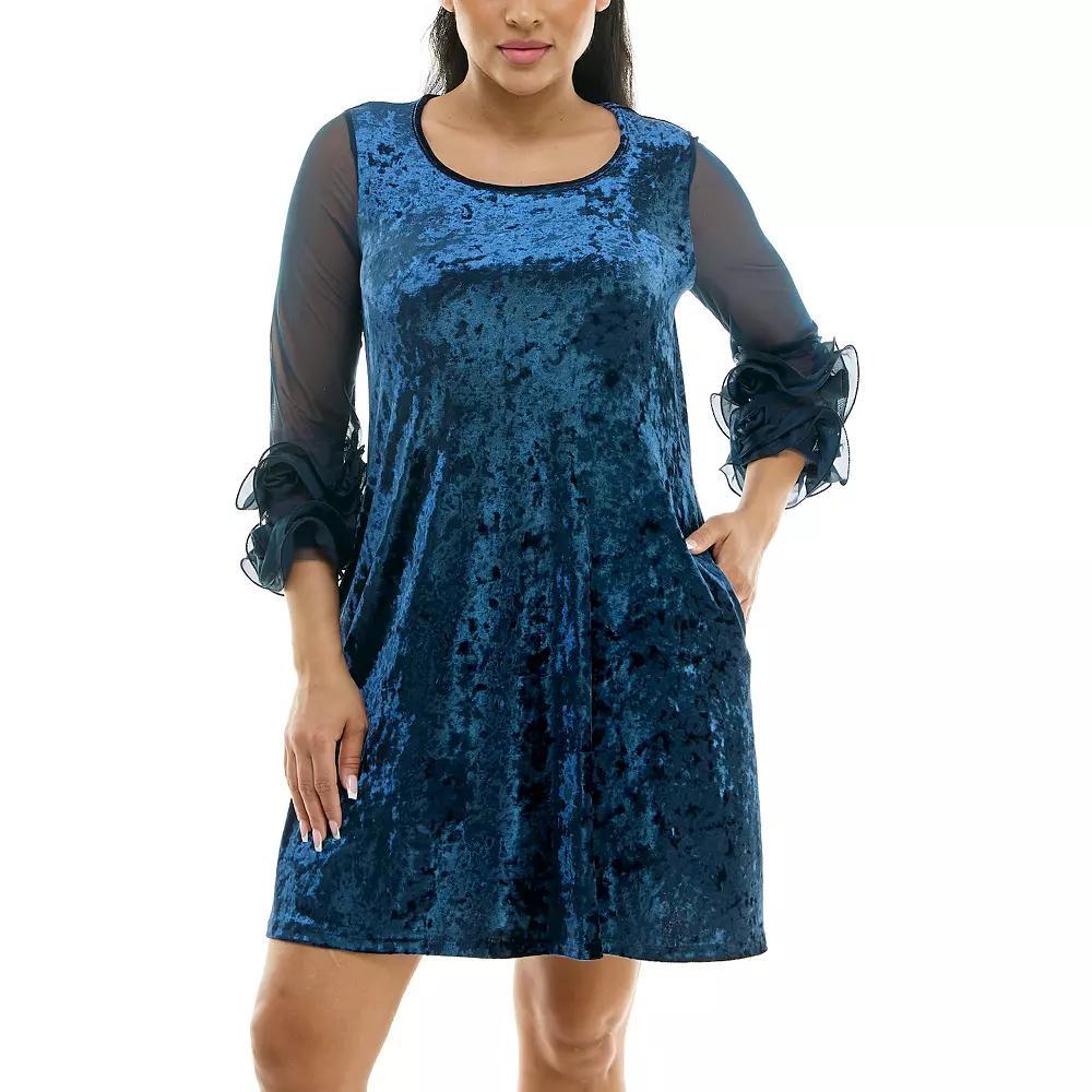 Women's Nina Leonard Crushed Velvet Trapeze Dress, Size: Small, Rich Green Product Image