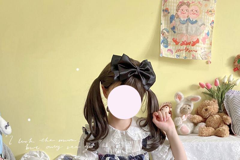 Puff-Sleeve Button-Up Blouse / Printed Bow Ruffled Midi Overall Lolita Dress / Petticoat Product Image
