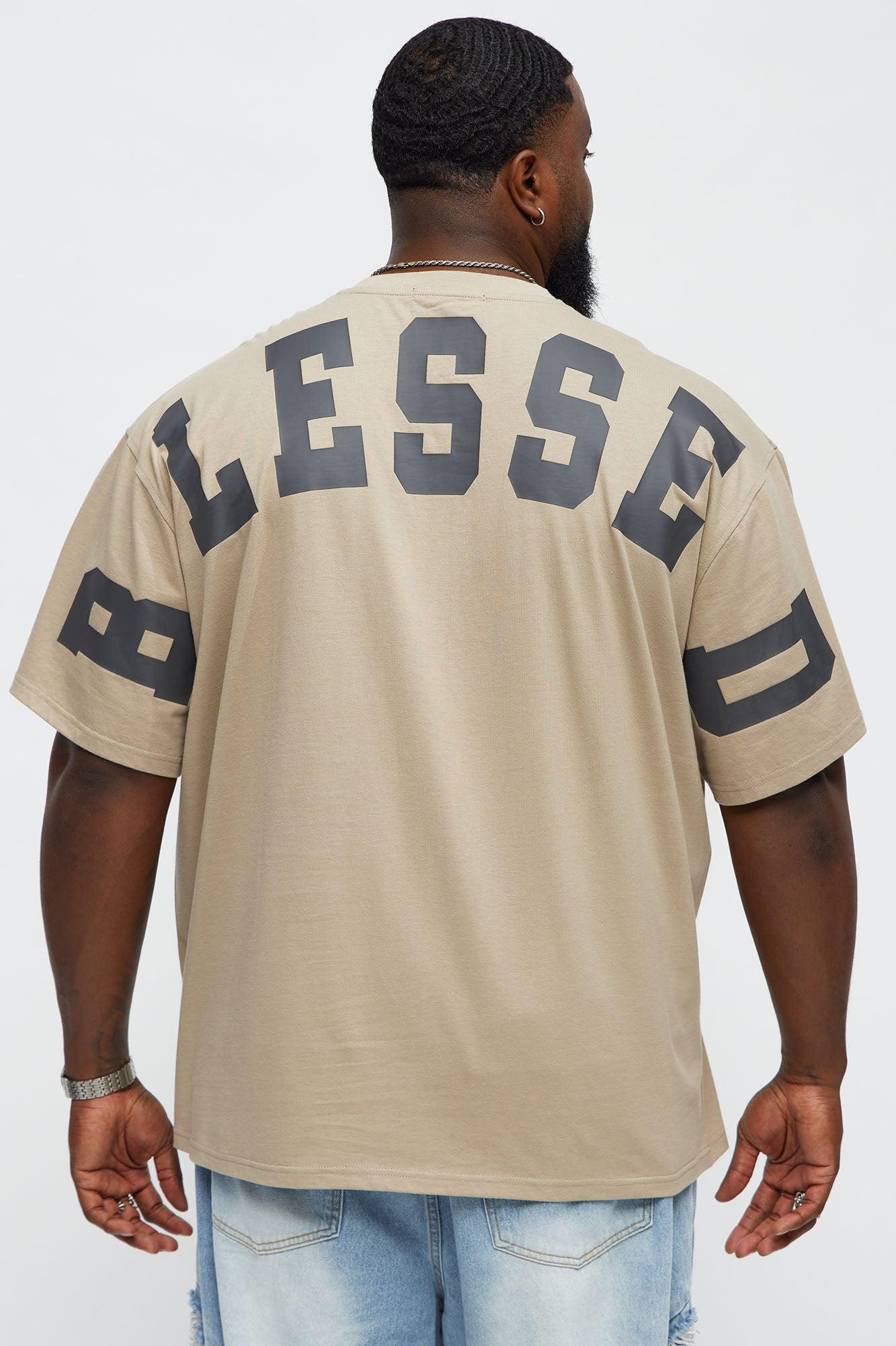 Short Sleeve Blessed Puff Print Tee - Stone Product Image