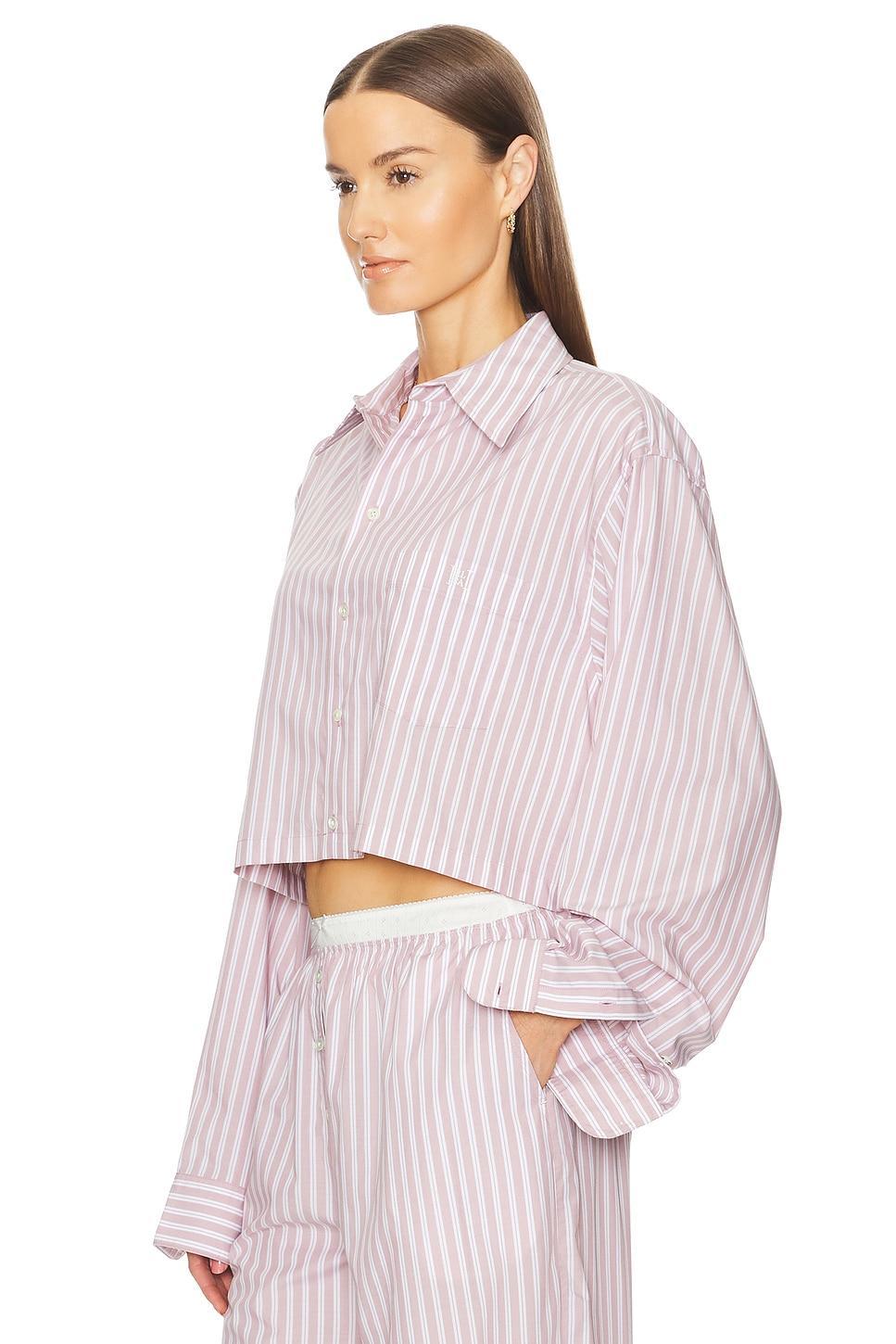 Wide Stripe Poplin Cropped Shirt Helsa Product Image