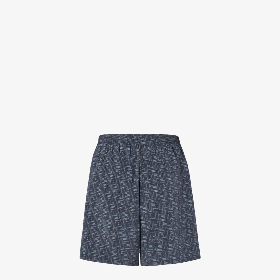 Swim ShortsDenim-effect blue FF nylon shorts Product Image