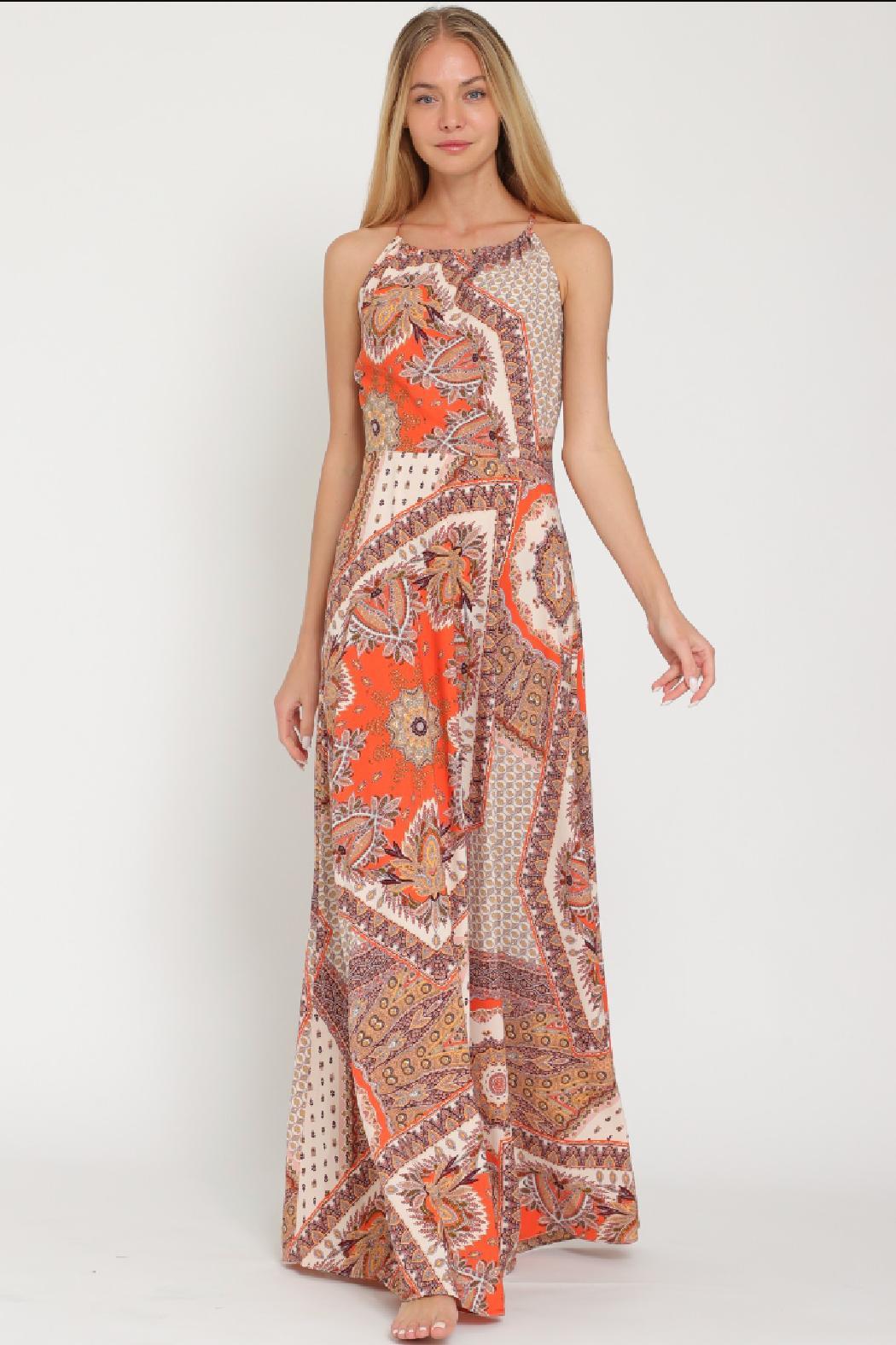 Halter Back Cross Strap Maxi Dress Product Image