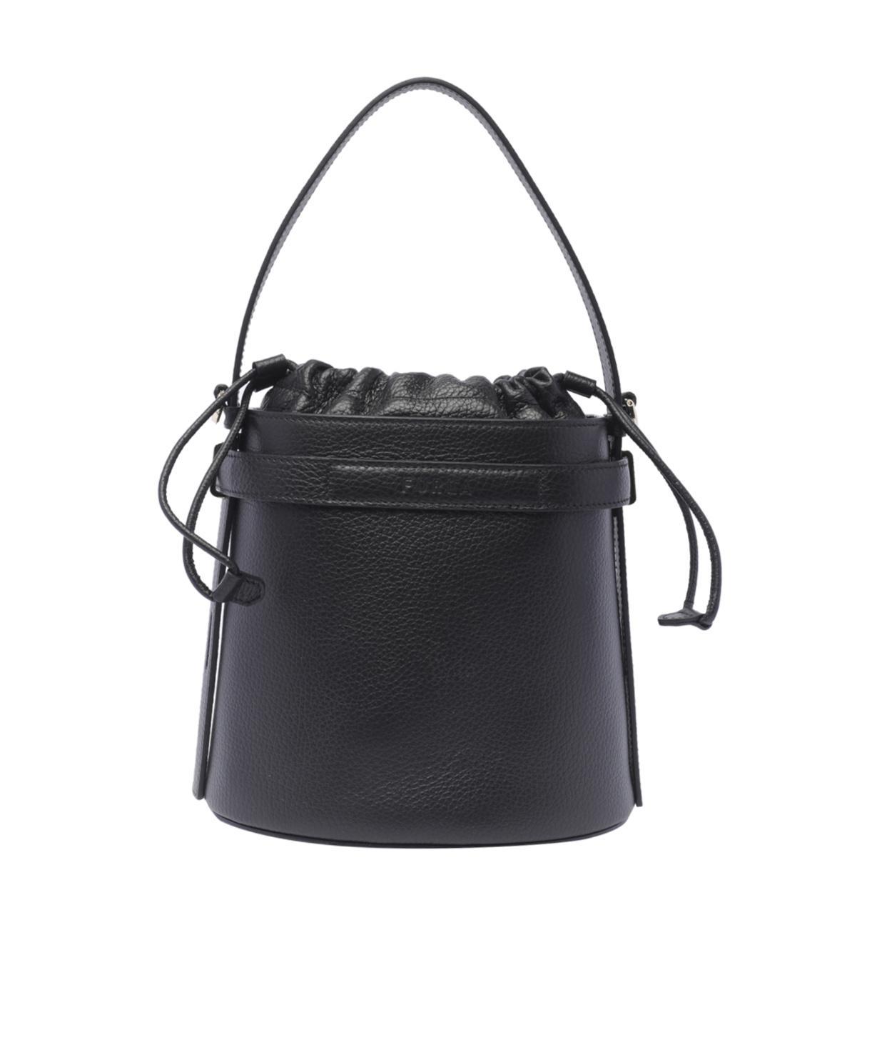 FURLA Giove Drawstring Mini Bucket Bag In Black Product Image