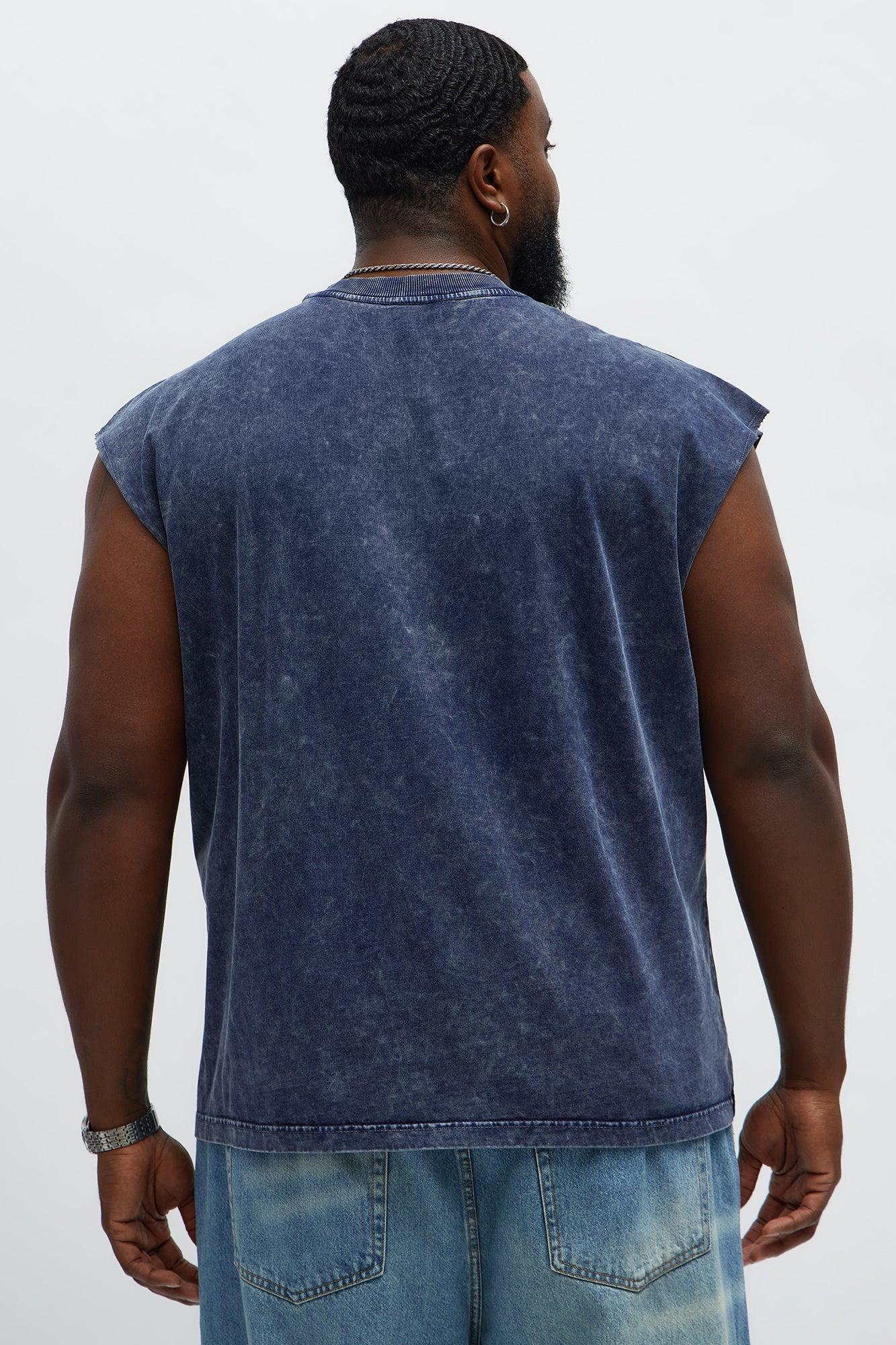 Relaxed Vintage Wash Heavyweight Muscle Tee - Navy Product Image
