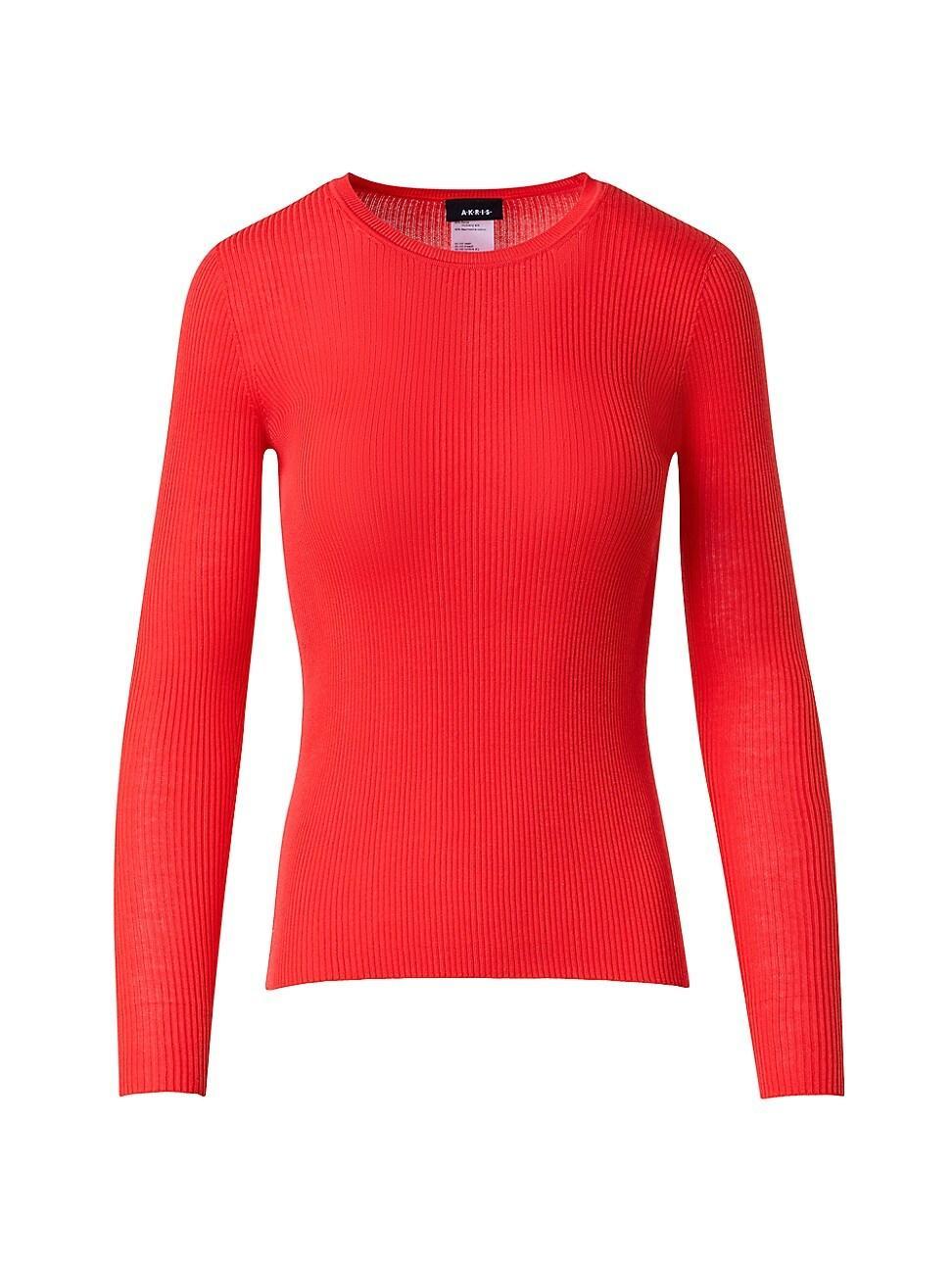 Silk Cotton Seamless Rib Fitted Sweater Product Image