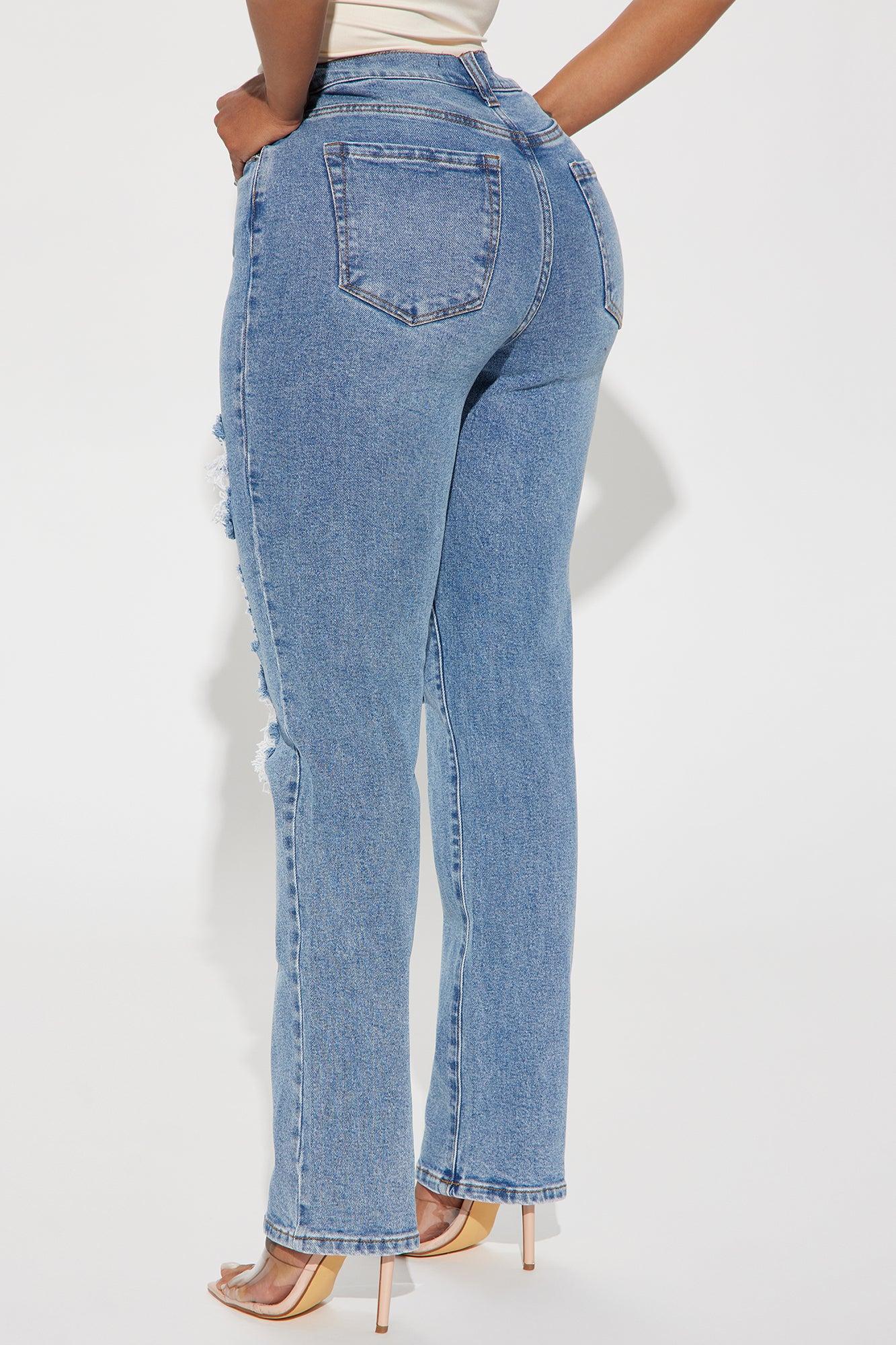 Because I Said So Destroyed Mom Jeans - Medium Blue Wash Product Image