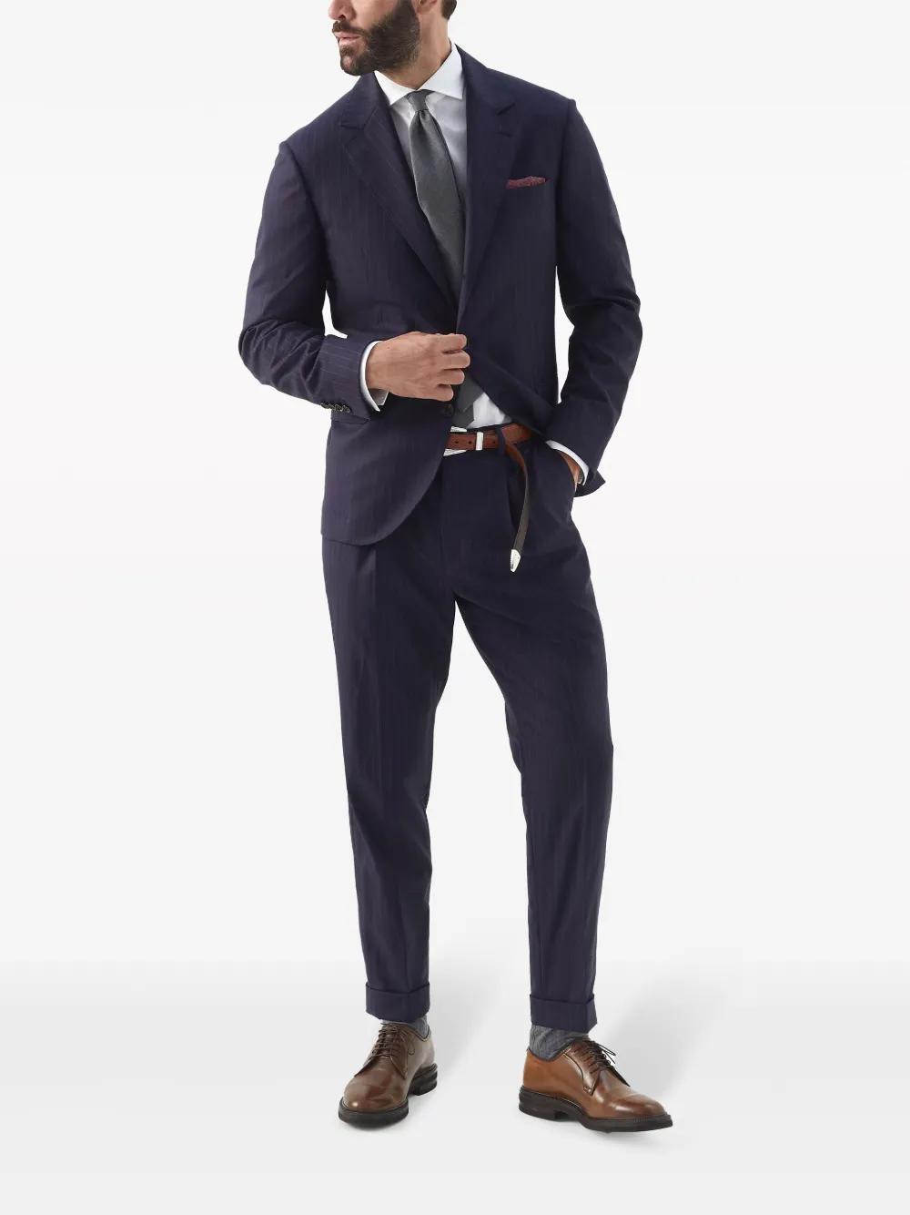 BRUNELLO CUCINELLI Pinstripe Virgin-wool Blazer In Navy Blue Product Image