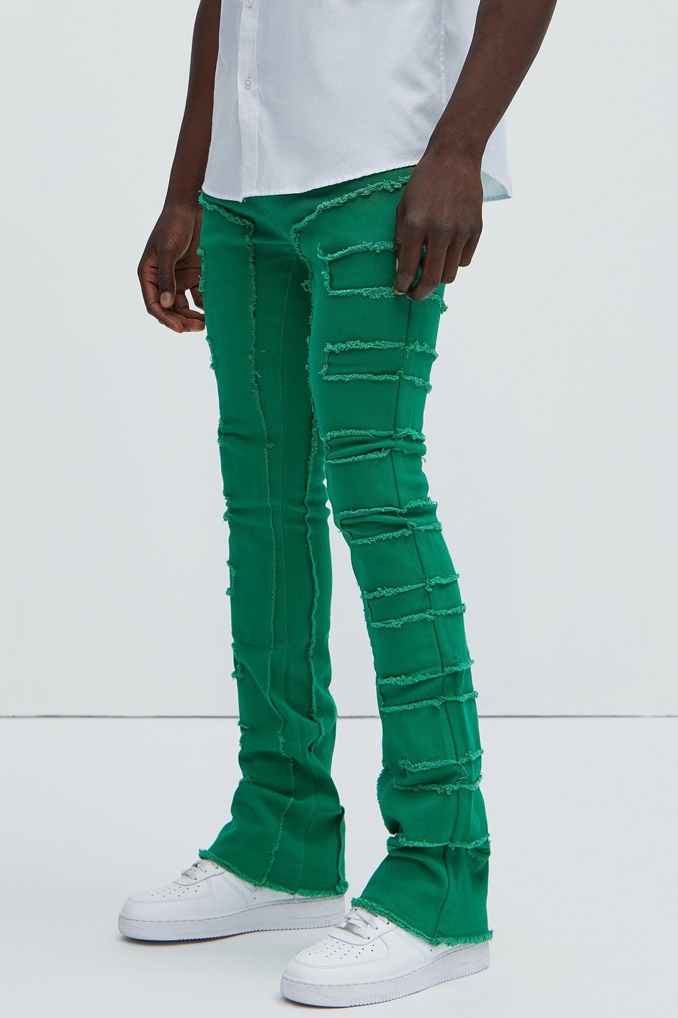 Over The Top Stacked Skinny Flare Pants - Green Product Image