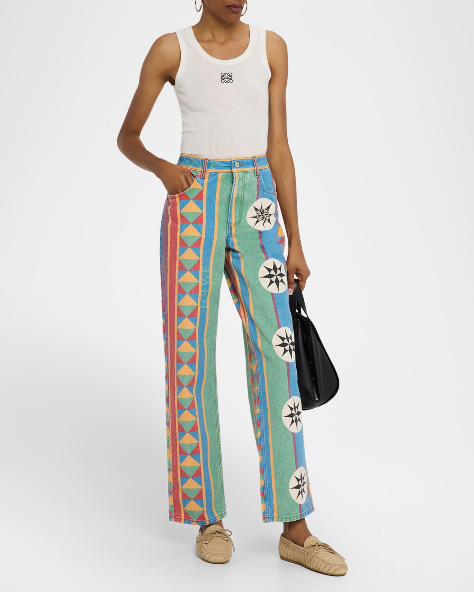 Abstract Printed Straight-Leg Jeans Product Image