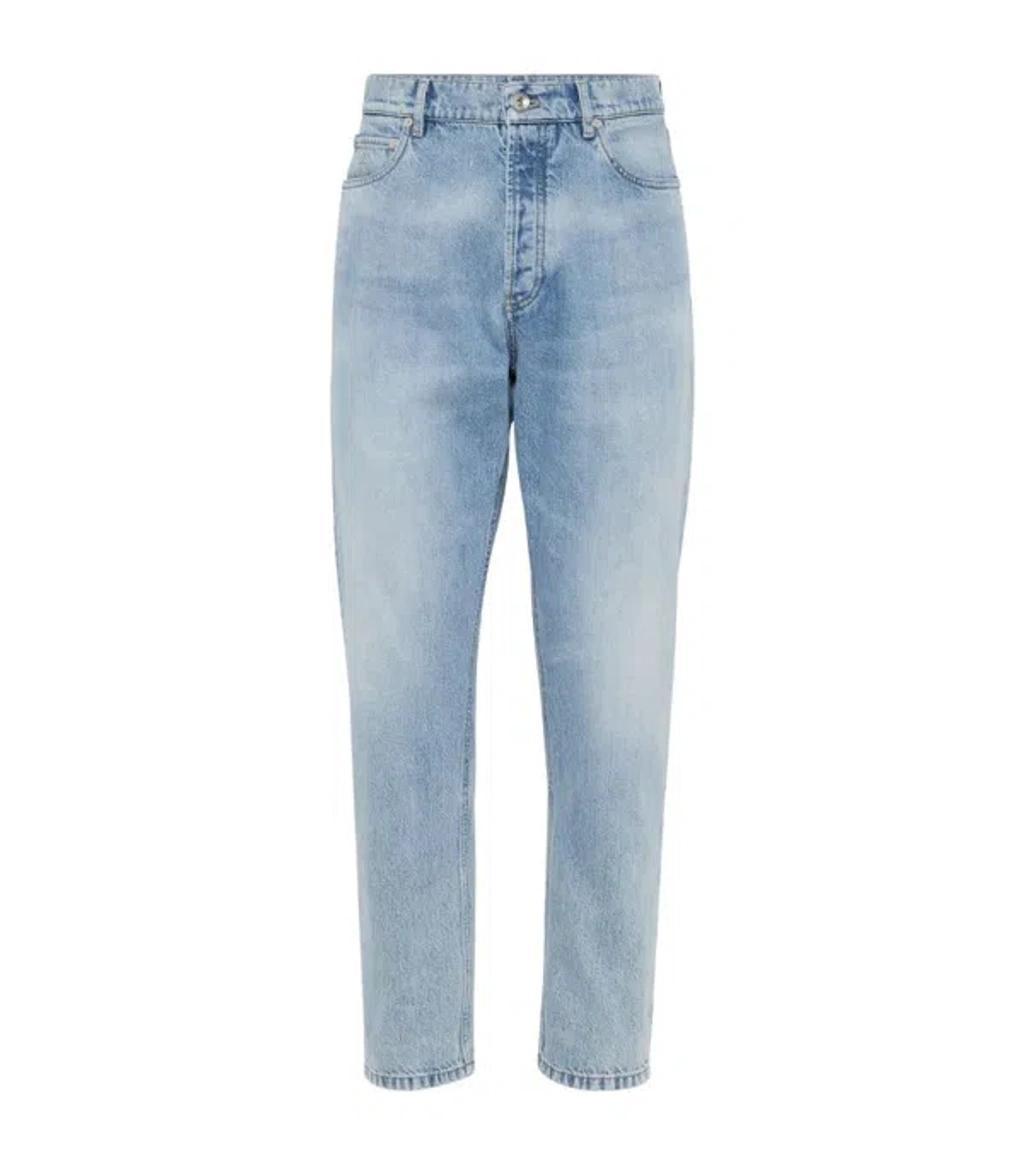 BRUNELLO CUCINELLI Cotton Straight Jeans In Light Blue Product Image