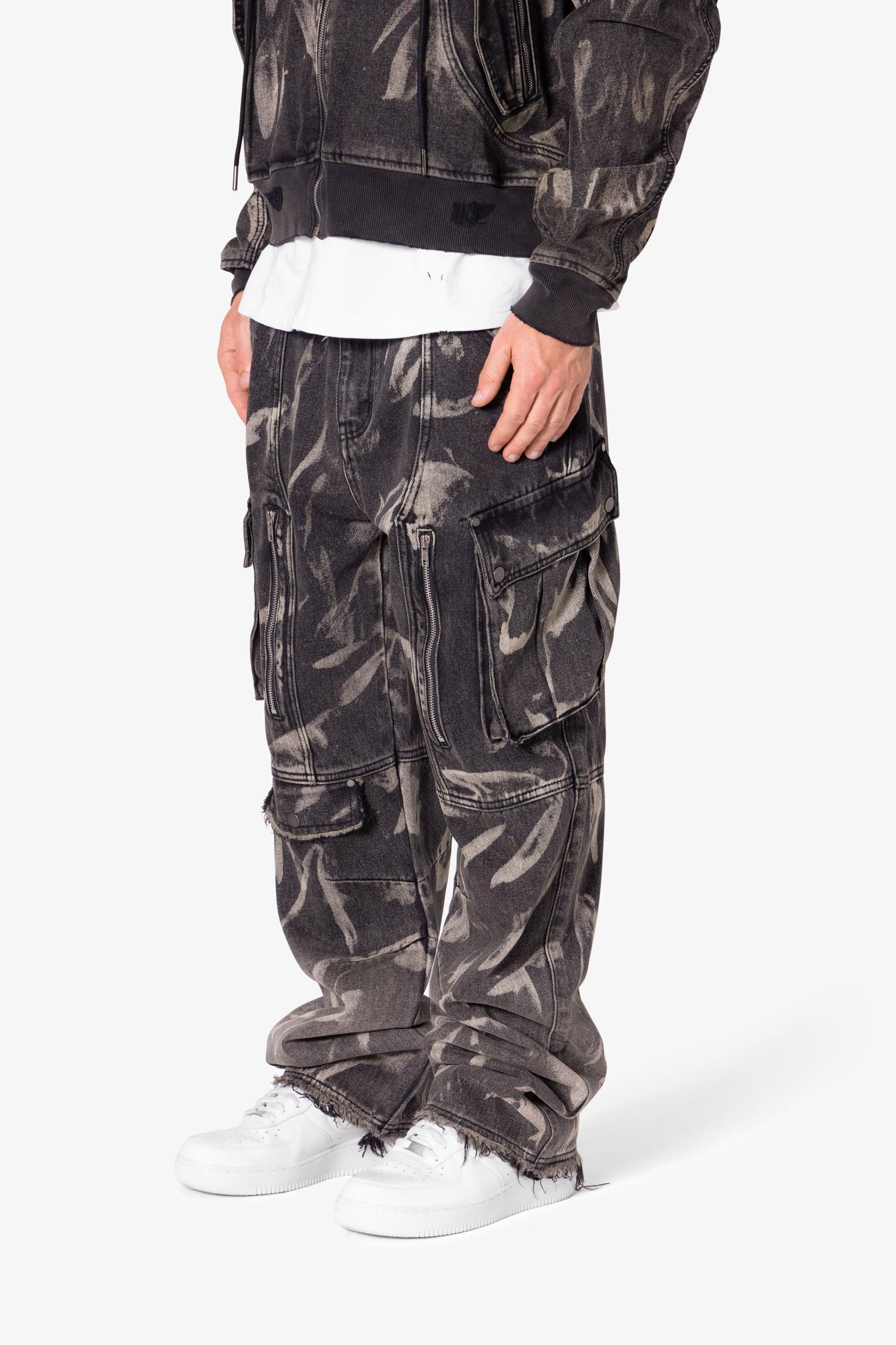 Ultra Baggy Rippled Denim Cargo Pants - Black Product Image