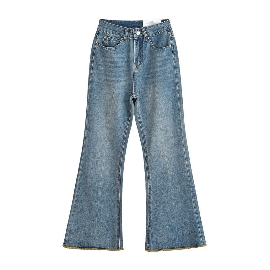 High Rise Washed Flared Jeans Product Image