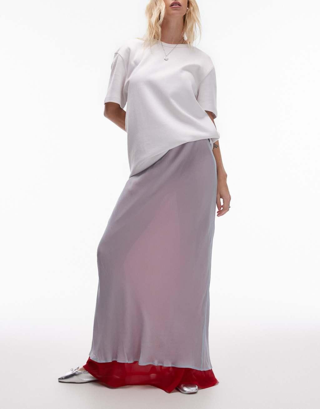VRG GRL energy maxi skirt in powder blue Product Image