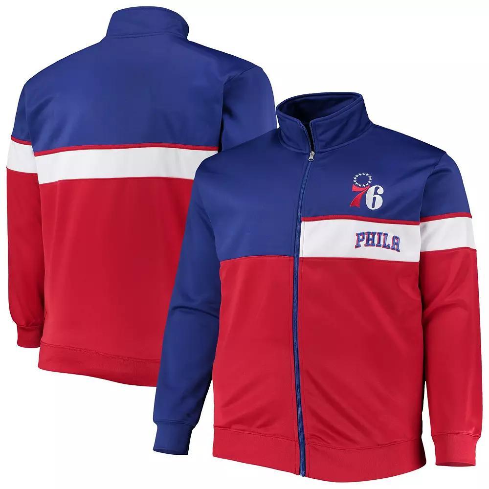 Men's Royal/Red Philadelphia 76ers Big & Tall Pieced Body Full-Zip Track Jacket, Size: XLT, 76r Blue Product Image