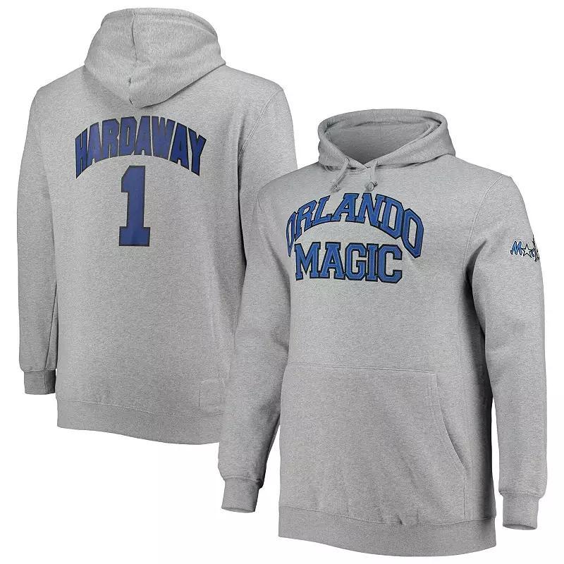 Men's Mitchell & Ness Penny Hardaway Heathered Gray Orlando Magic Big & Tall Name & Number Pullover Hoodie, Size: 2XLT, Mag Grey Product Image