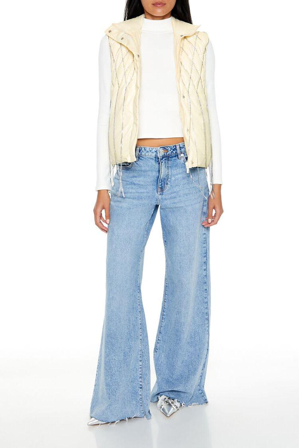 Quilted Rhinestone Fringe Vest | Forever 21 Product Image