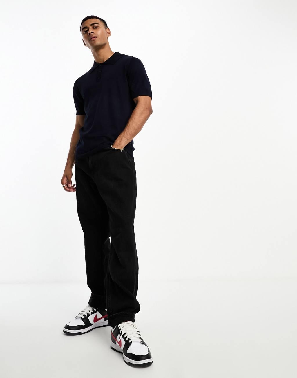 Only & Sons knitted polo in navy Product Image